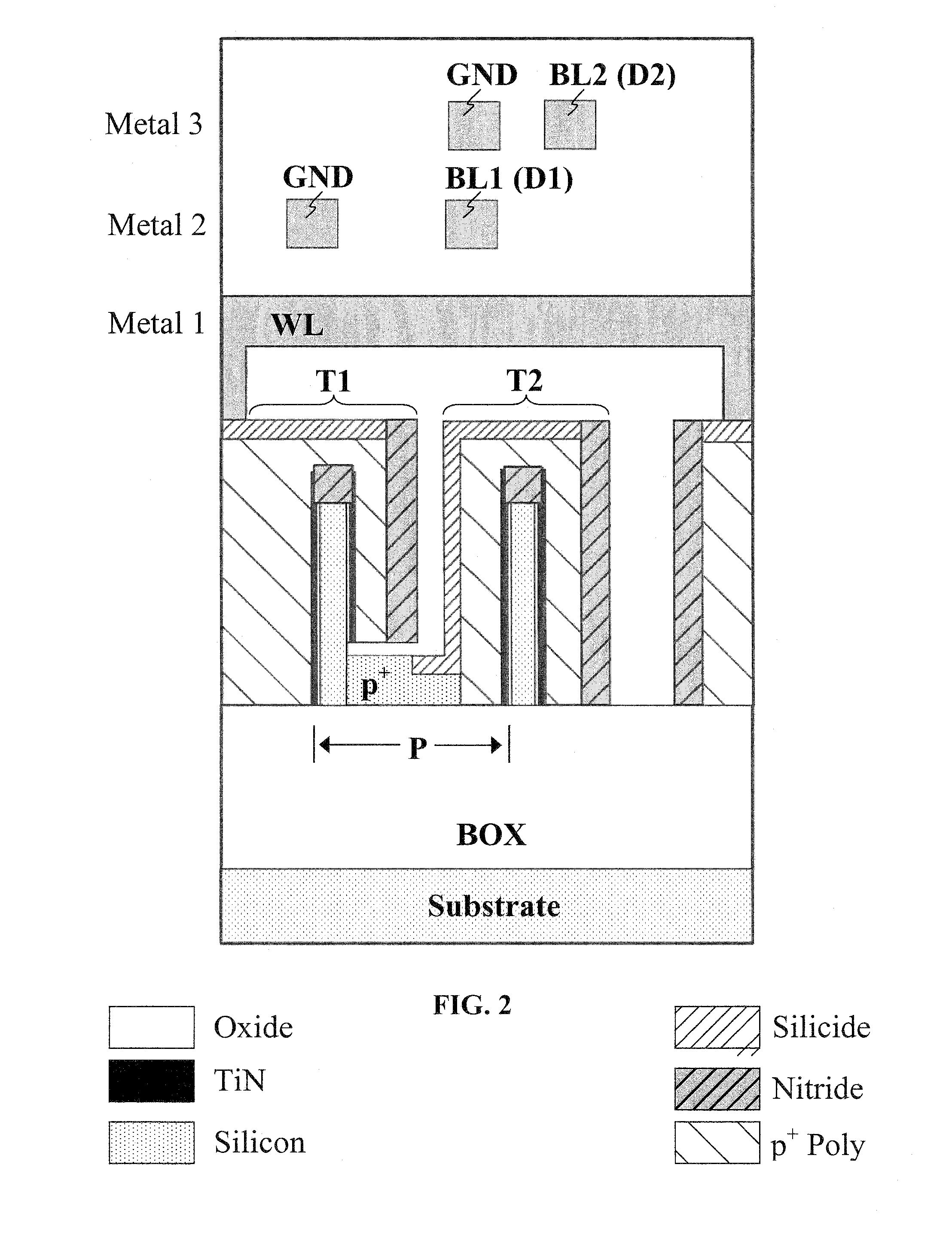 Two-transistor floating-body dynamic memory cell