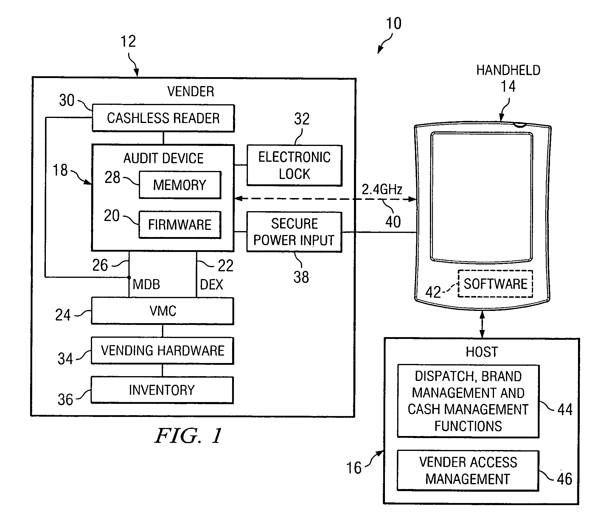 System, method and apparatus for vending machine wireless audit and cashless transaction transport