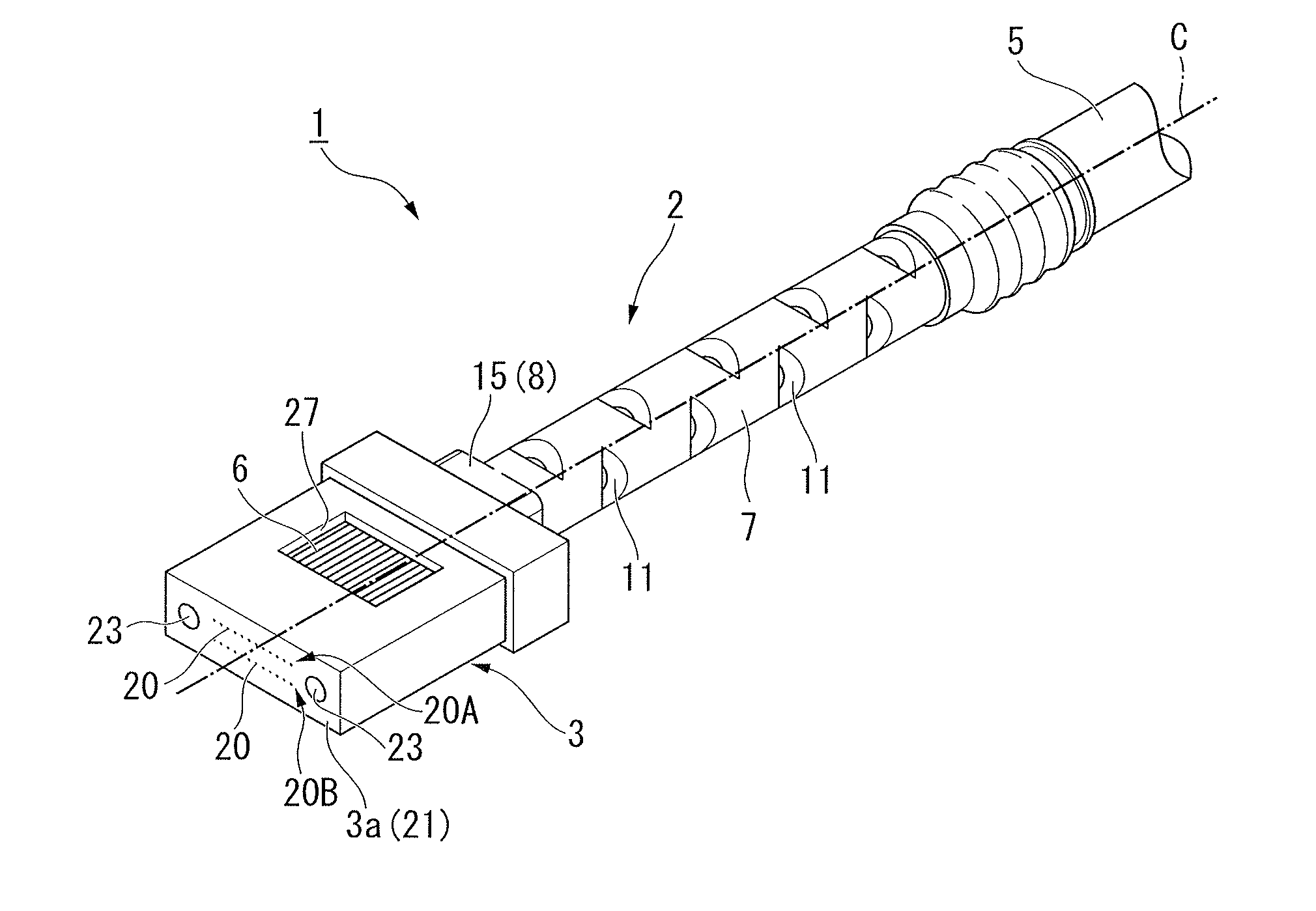 Connector attached optical fiber unit and optical connector boot