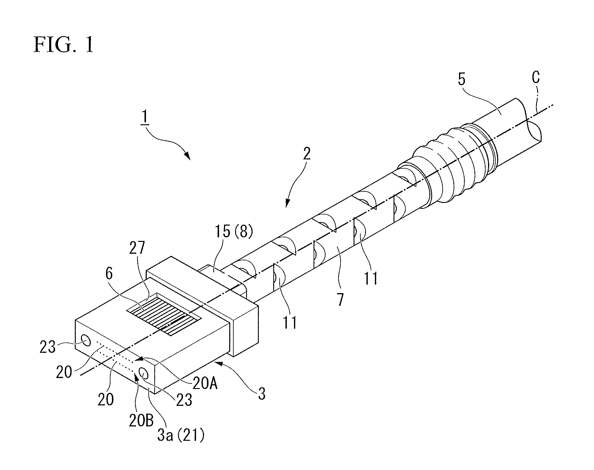 Connector attached optical fiber unit and optical connector boot