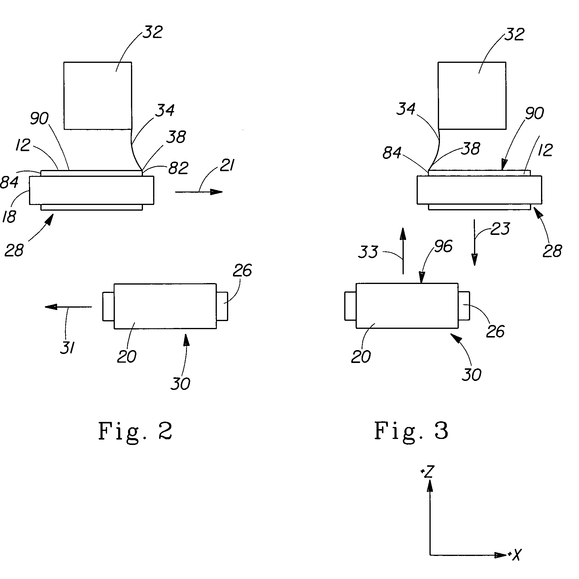 Method of placing a material transversely on a moving web