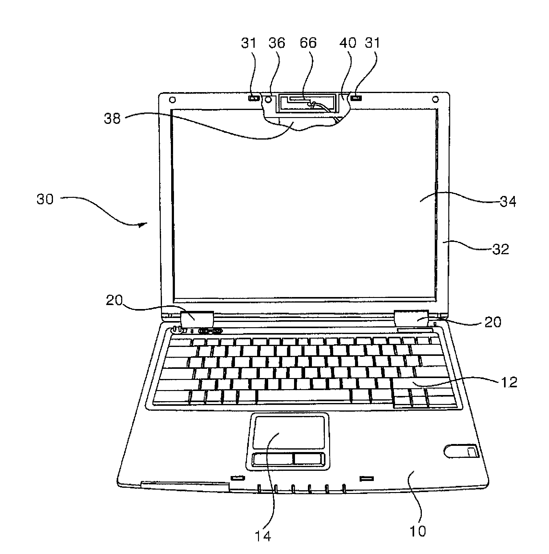 Support frame for display and support structure for display having the same