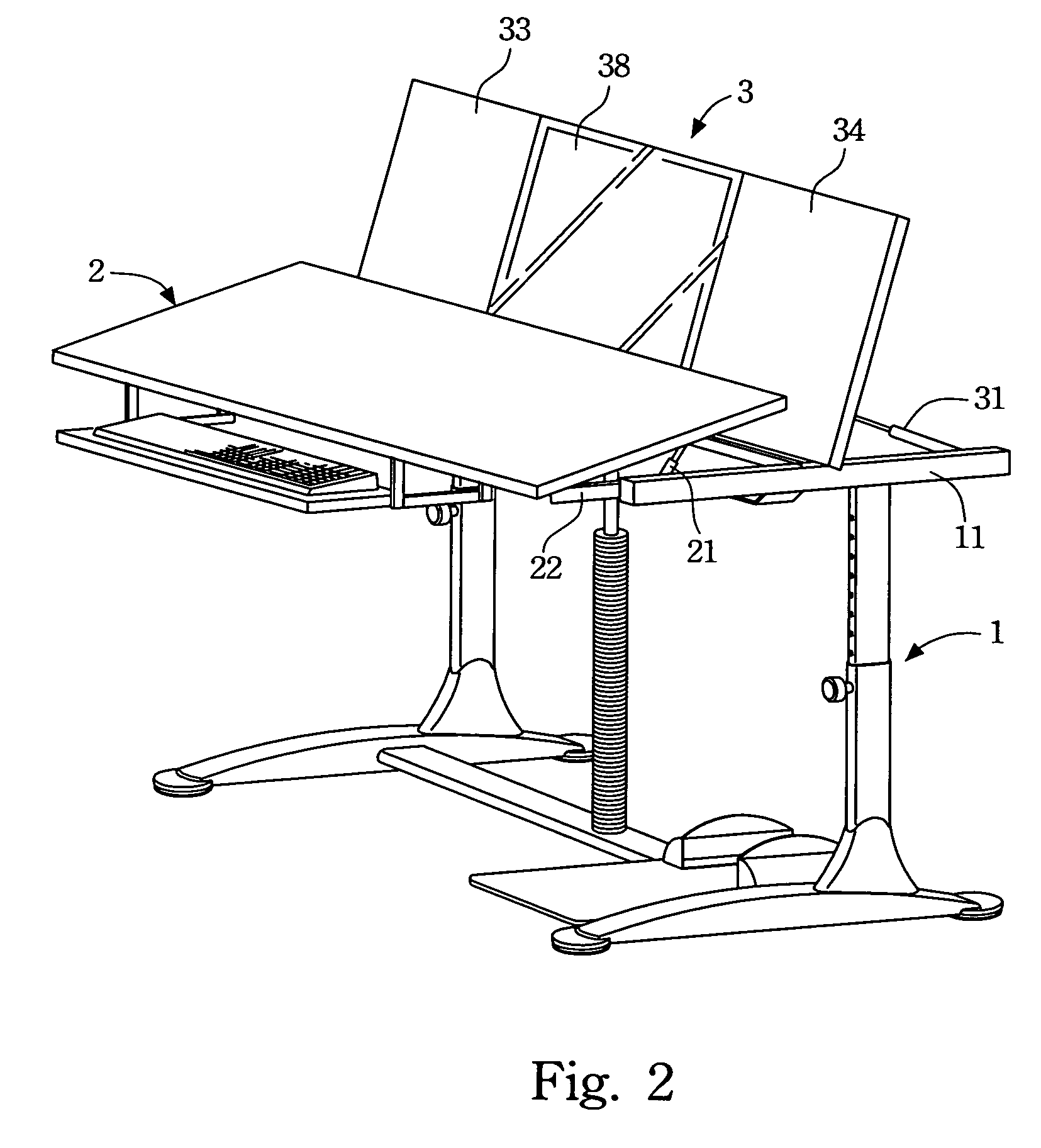 Dual functional desk with tilt-adjustable tops