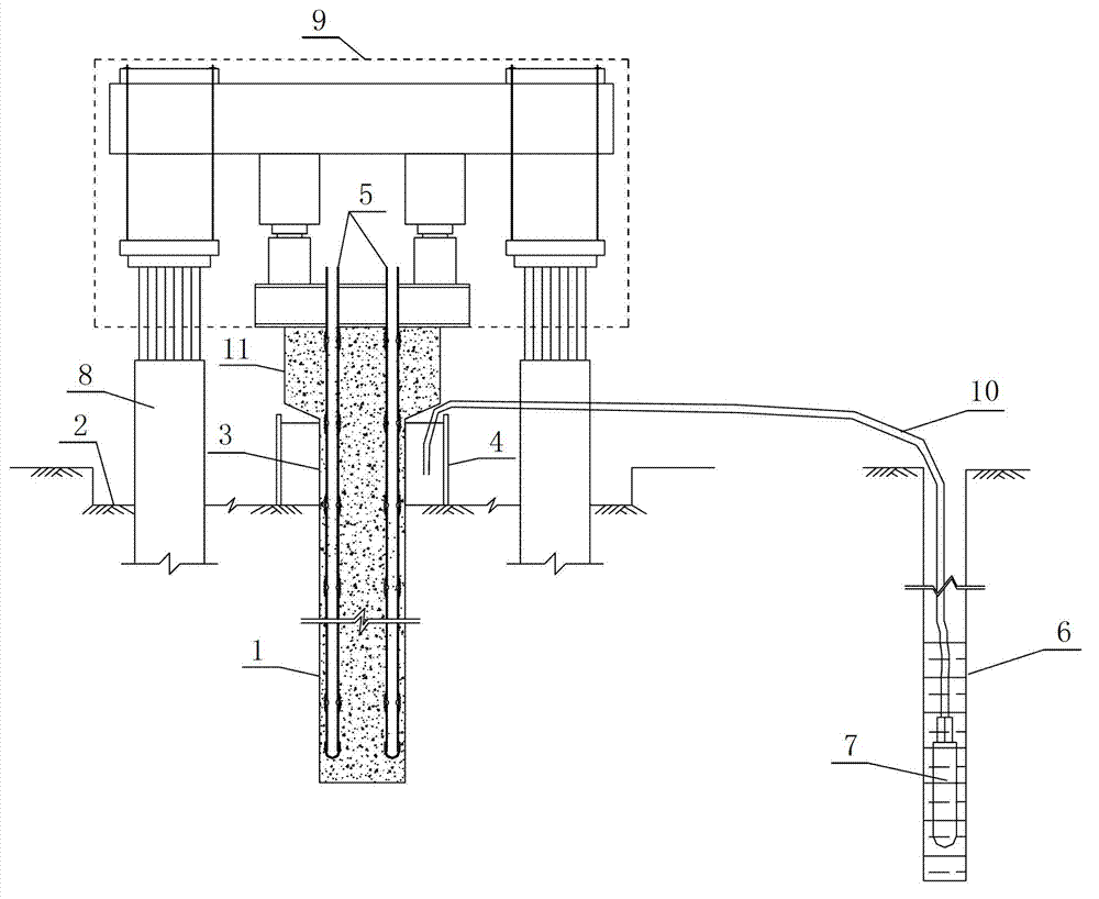 Pile foundation soaking load test method based on creep-strain separation