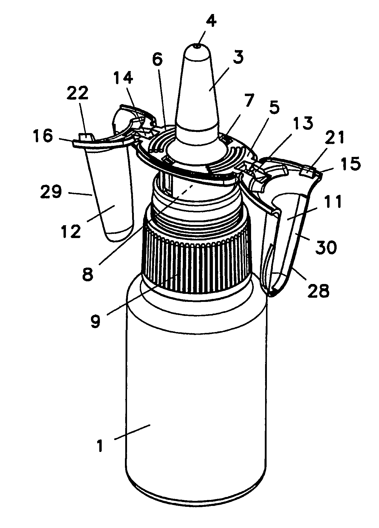 Manually operated dispenser comprising a protective cap