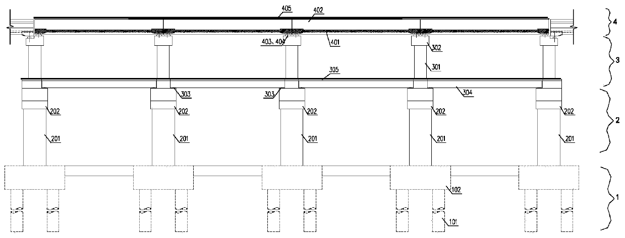 Rail traffic three-layer single-column assembly type overhead station