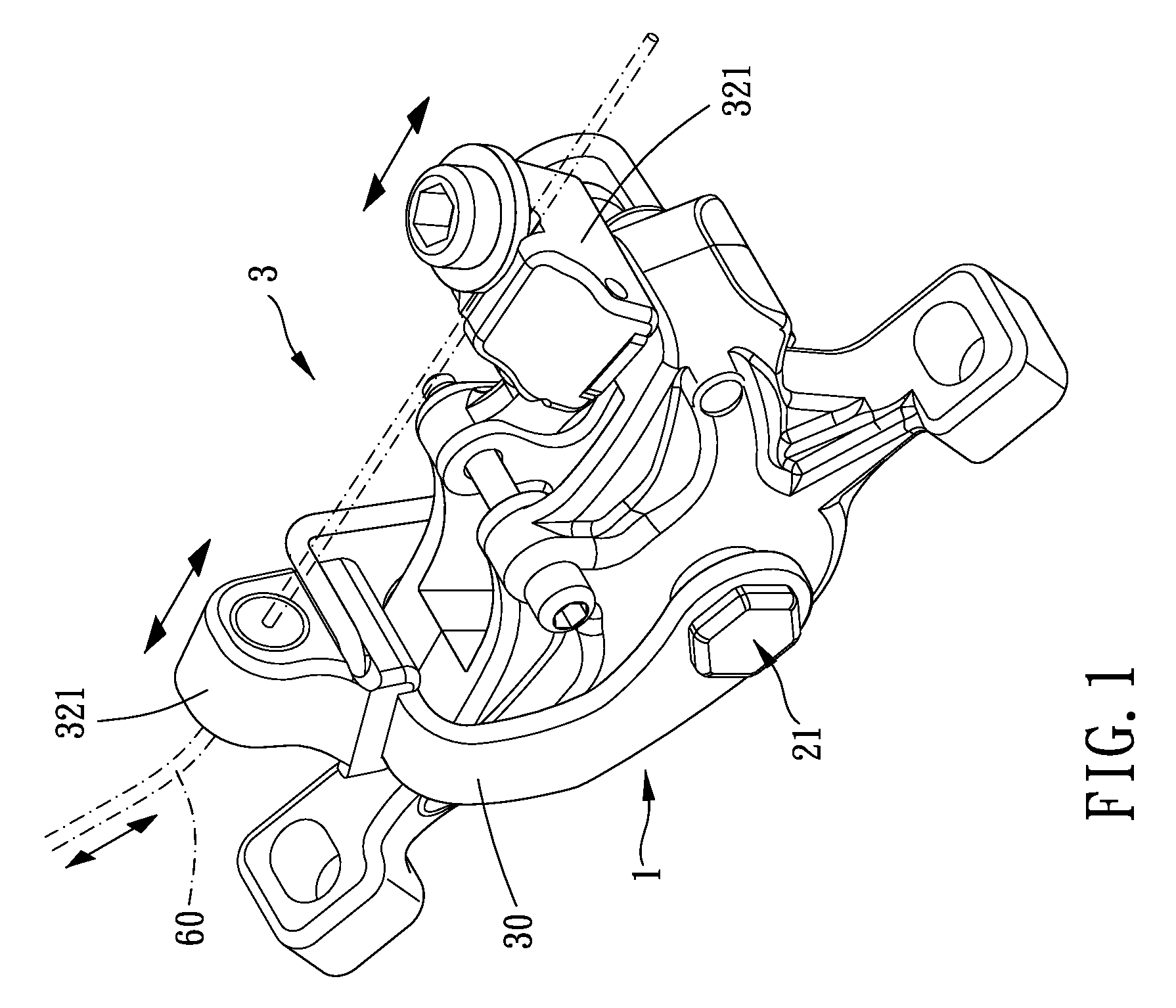 Mechanical type double-acting brake caliper assembly and caliper having the same