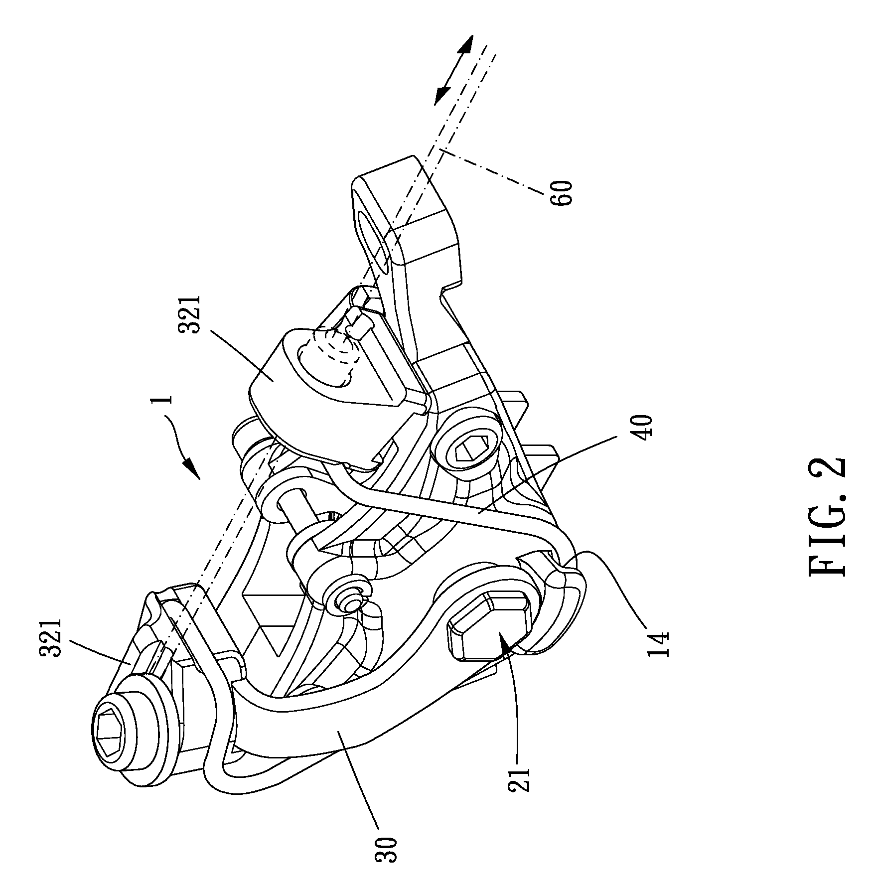 Mechanical type double-acting brake caliper assembly and caliper having the same