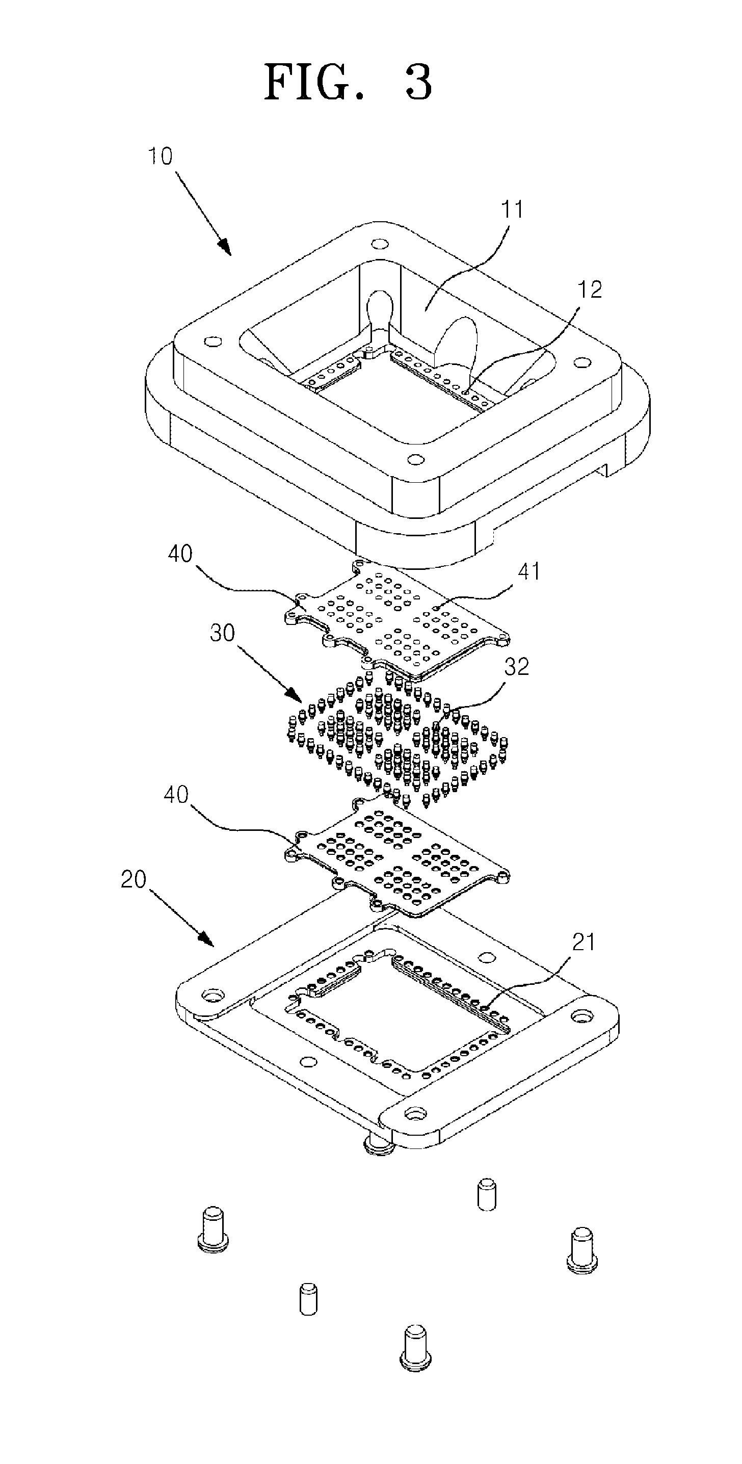 Test socket which allows for ease of alignment