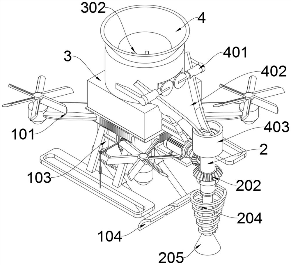 Unmanned aerial vehicle with spiral feeding and sowing mechanism