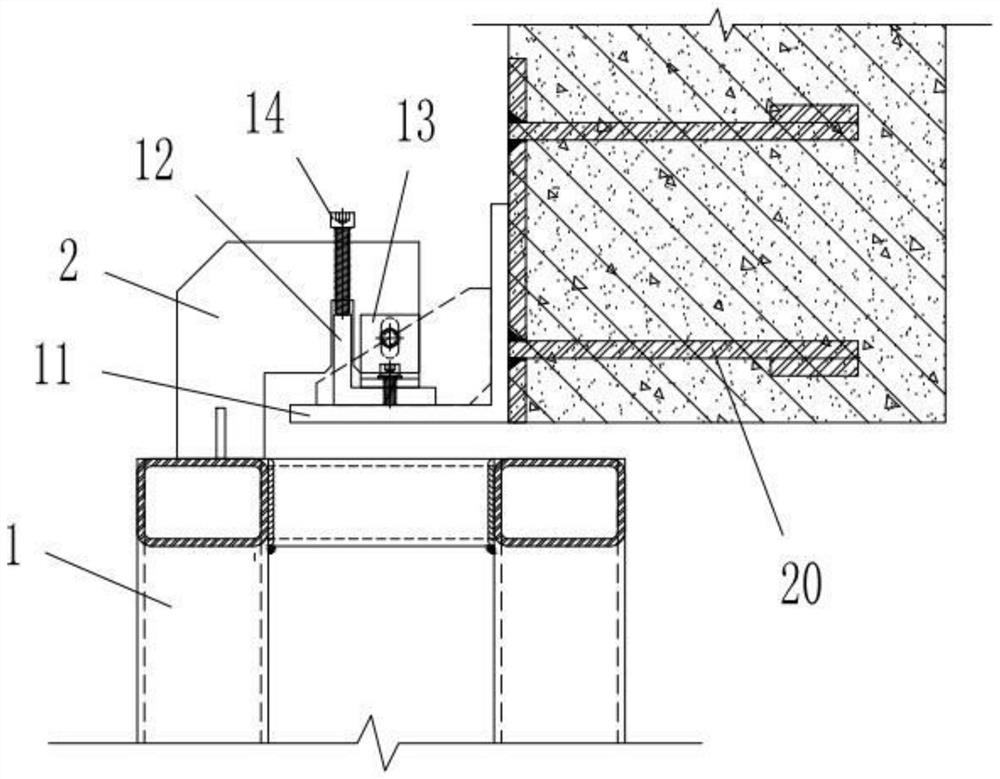 Assembly type curtain wall bay-window frame hanging structure