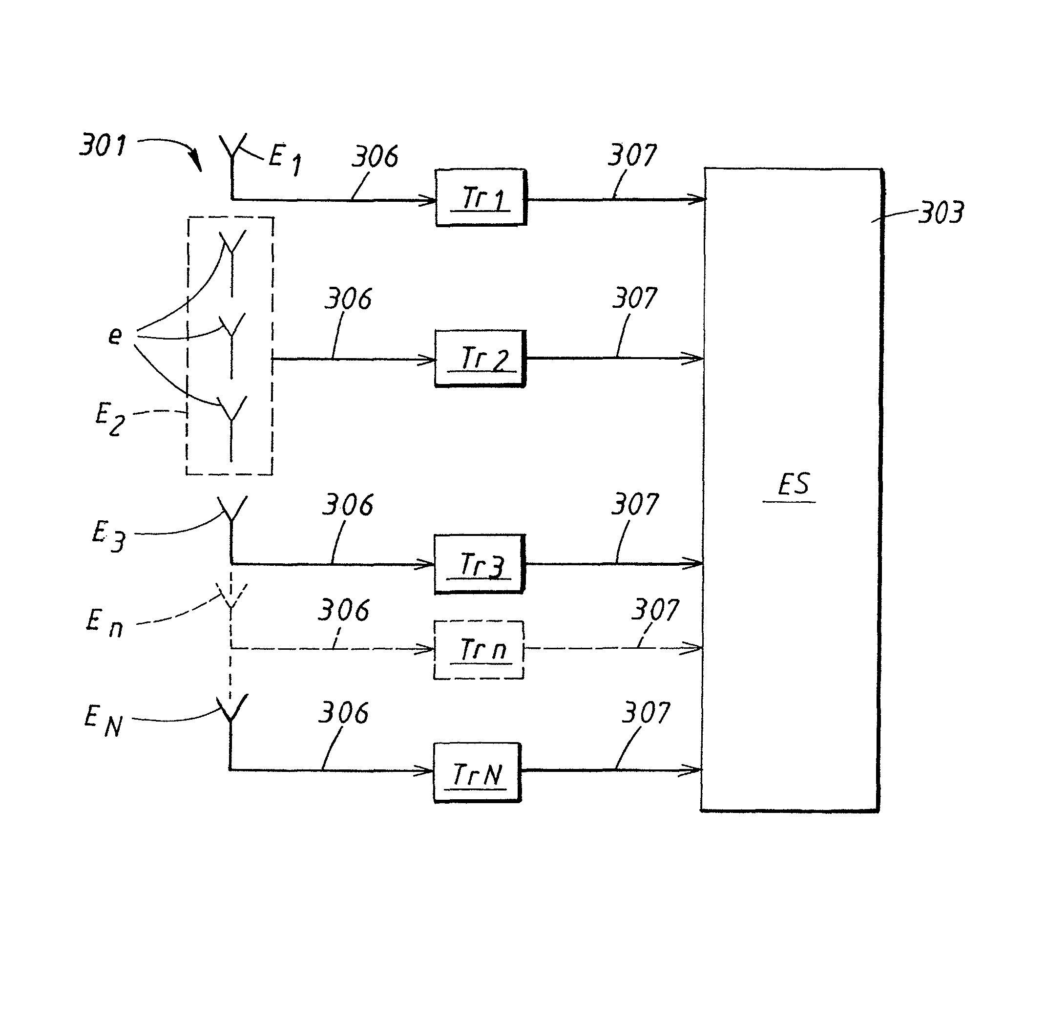 Method and wideband antenna system to minimise the influence of interference sources