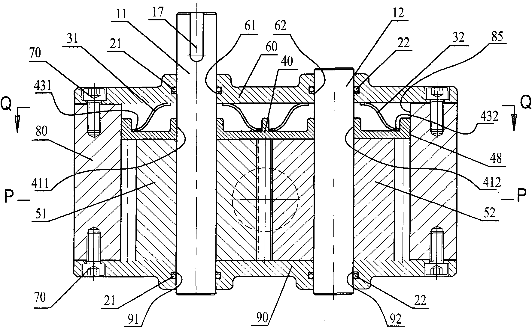 Compensation gear pump for annular spoke springs