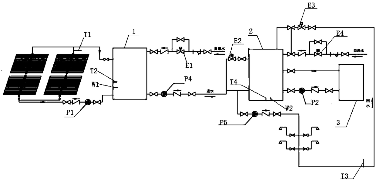 Solar energy and air source heat pump dual energy complementary domestic hot water supply system