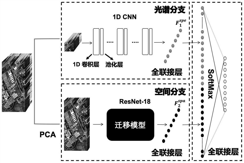 Hyperspectral space-spectrum joint feature extraction method based on transfer learning