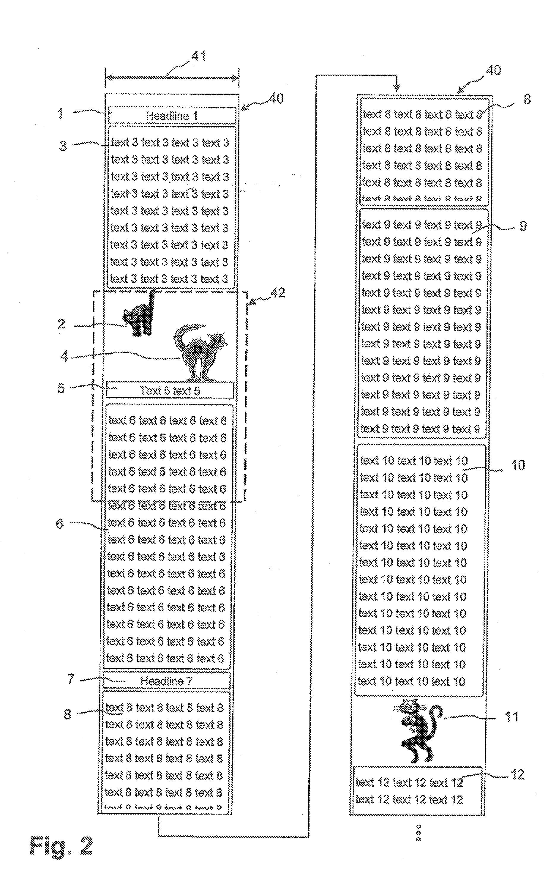 Conversion of a document of captured images into a format for optimized display on a mobile device