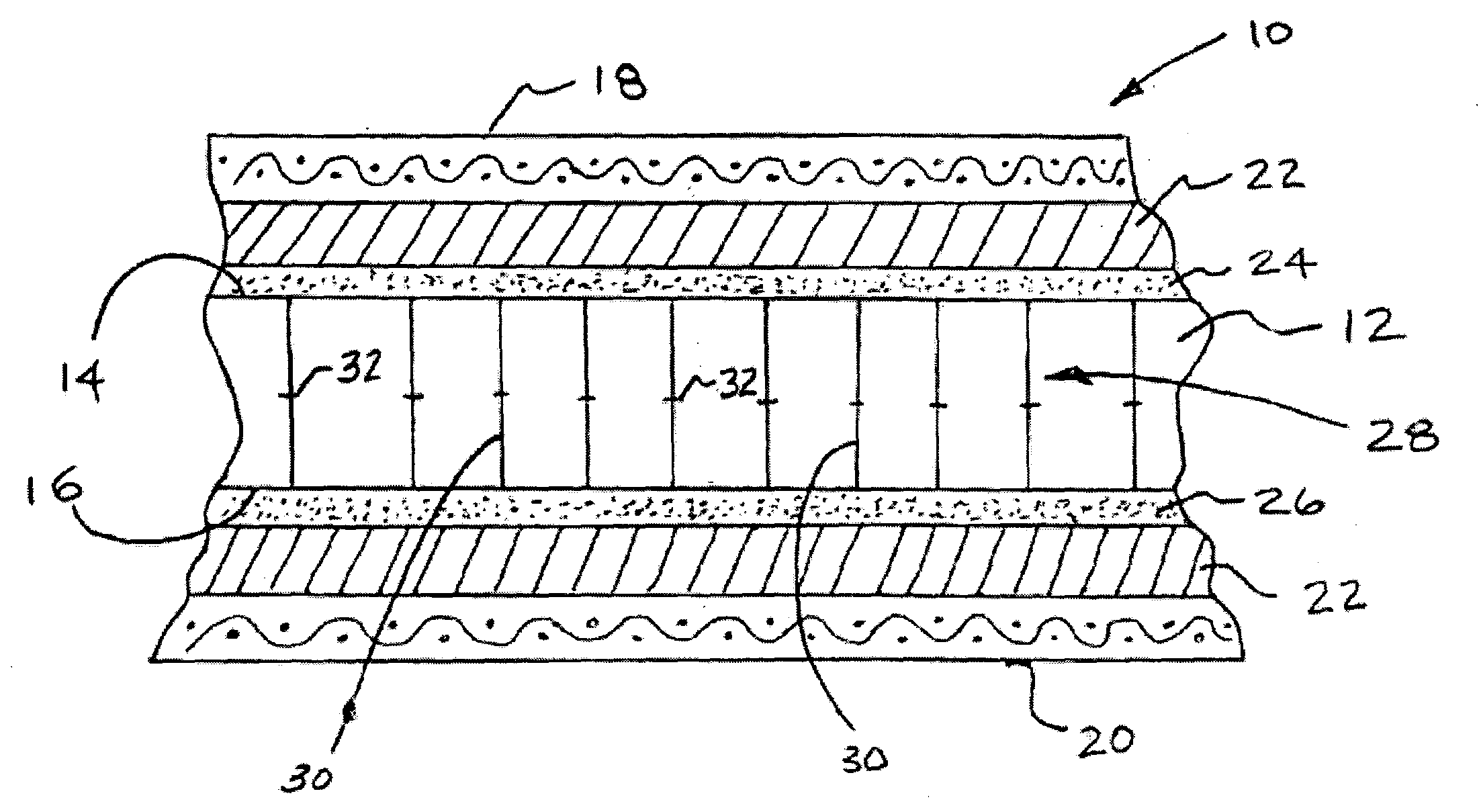 Sandwich panel with interior barrier