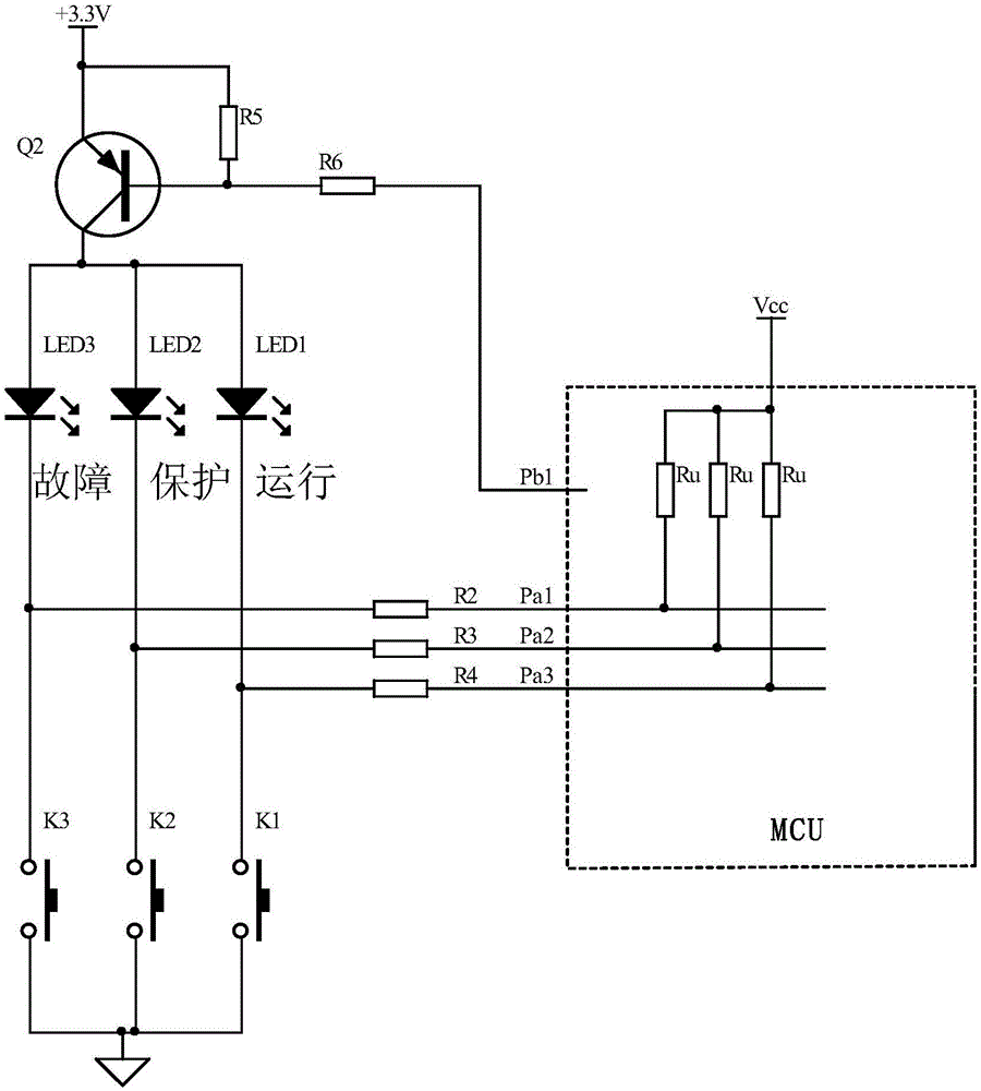 LED display and key detection multiplexing circuit