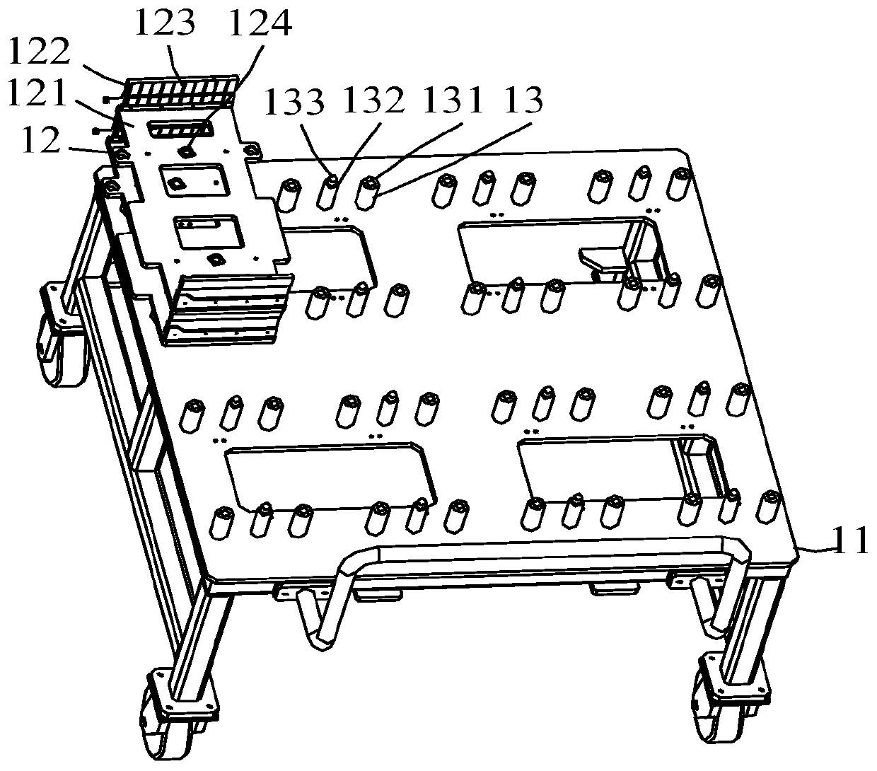 An assembly system and assembly method of elevator floor door panel guide shoes