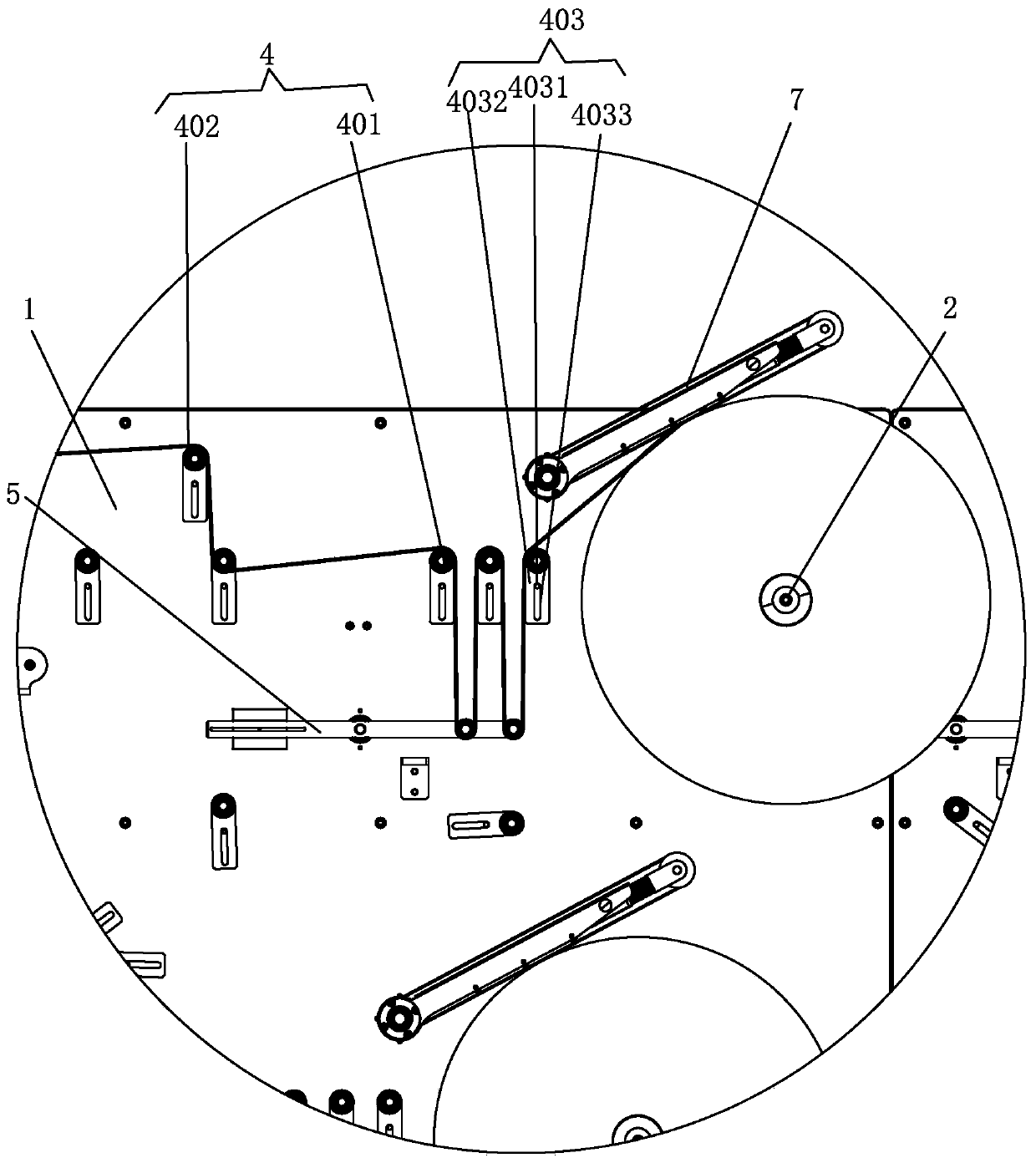 Constant tension conveying mechanism of material unit