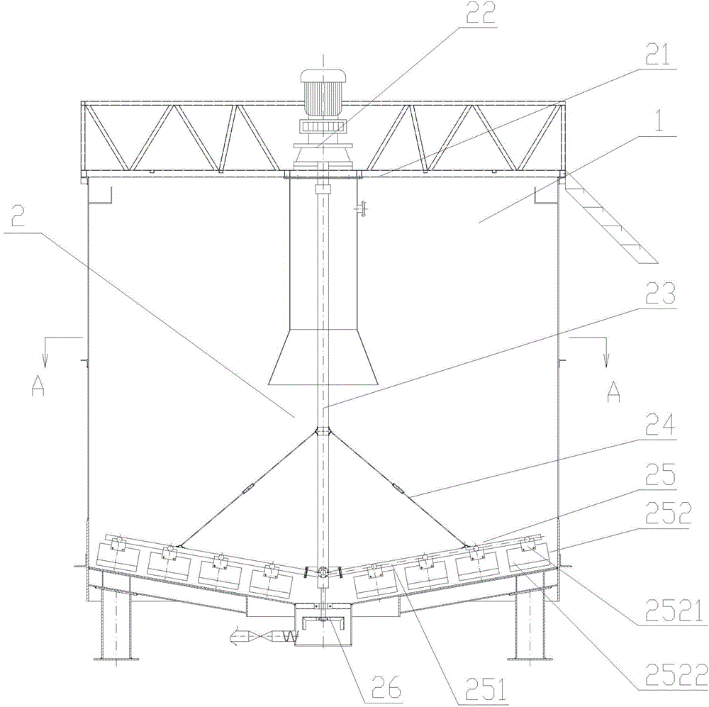 Regulating-type central transmission mud scraper