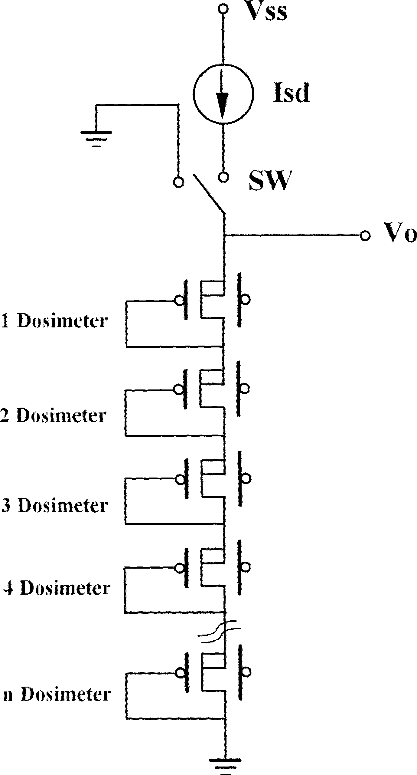 Silicic double probe PMOS radiation dose meter based on insulator