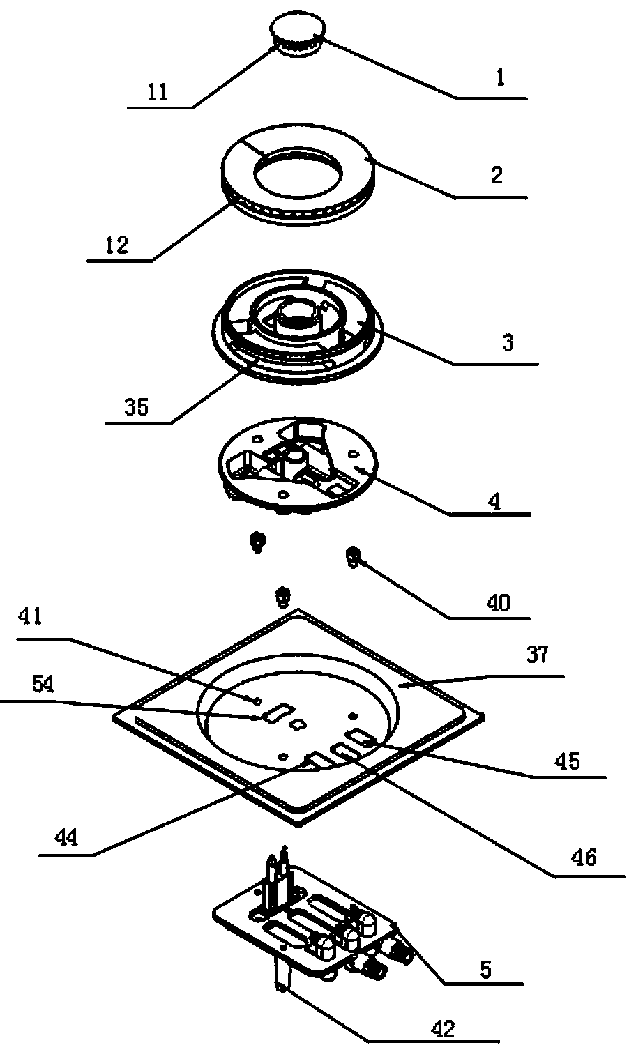 Complete-upper-air-intake combustor with centrally-arranged mixing cavity