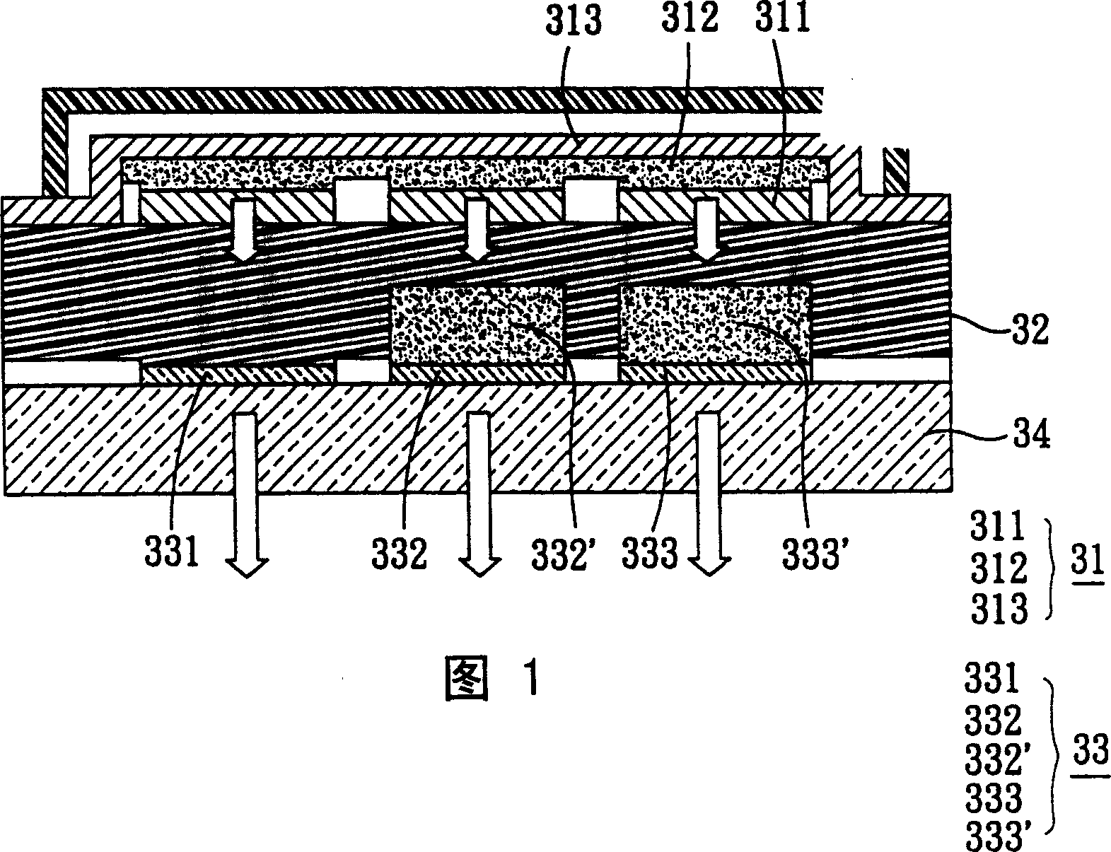 Full-color display panel and light splitting substrate thereof