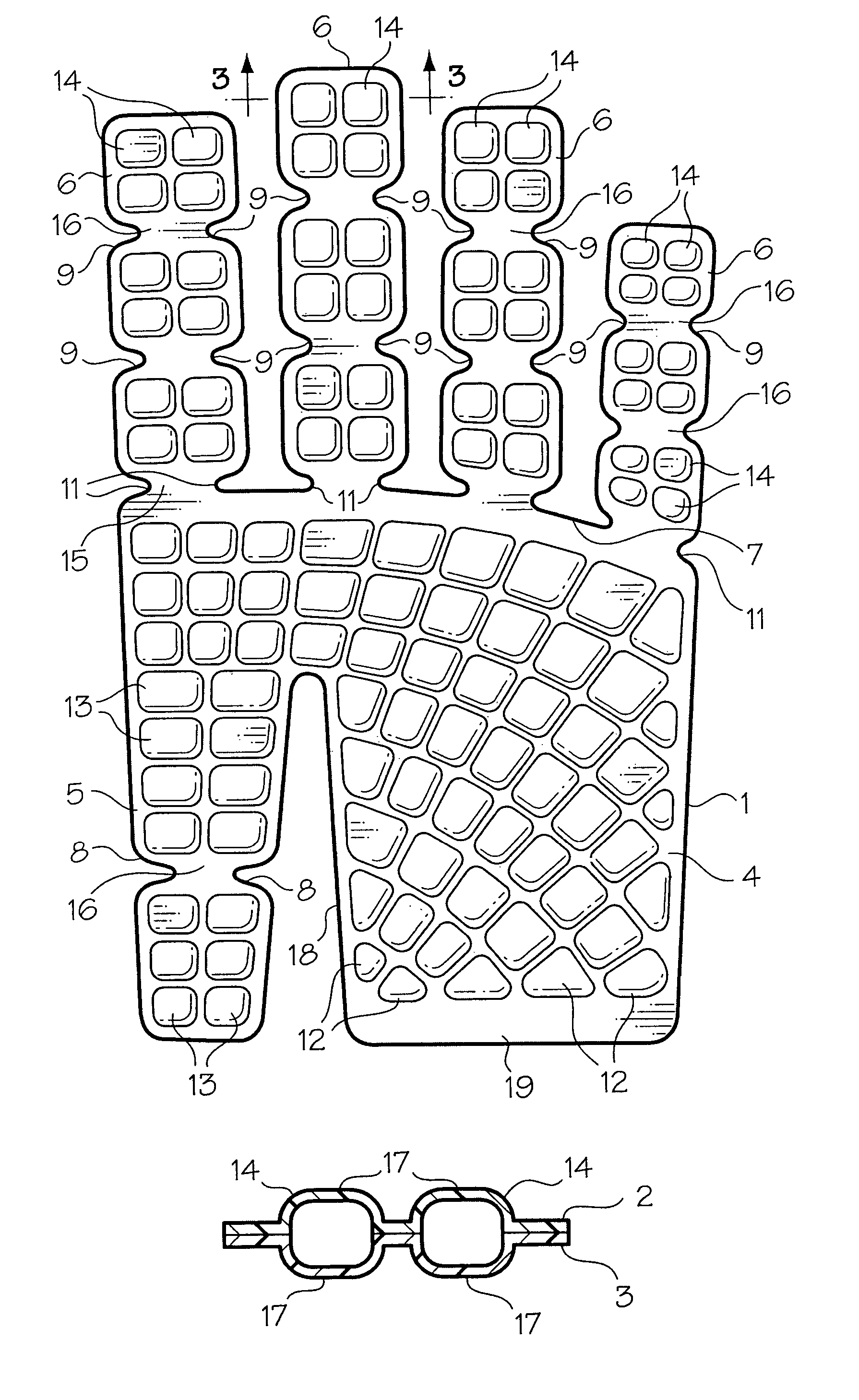 Vibration damping device for glove