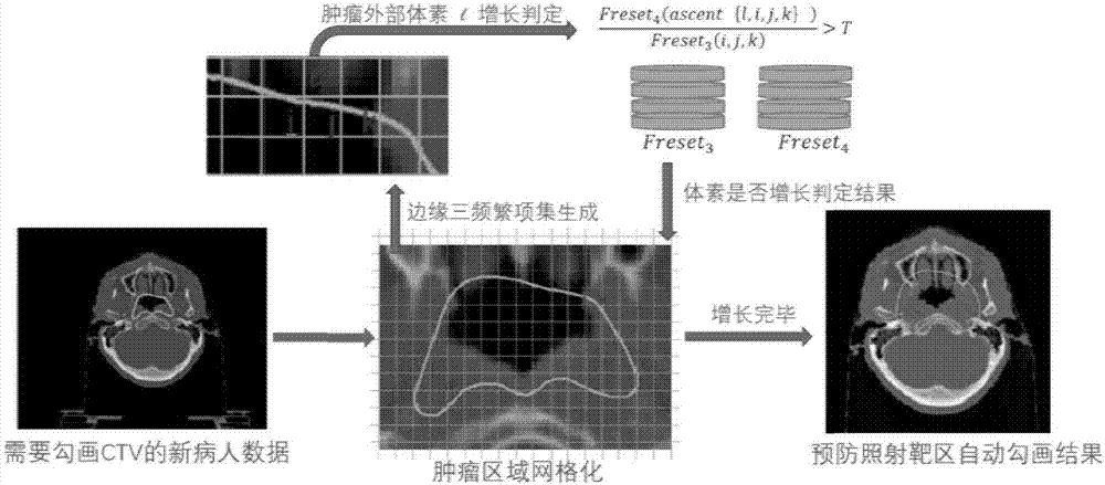 Nasopharyngeal carcinoma primary lesion clinical target area automatic drawing method based on mutual correlation rule