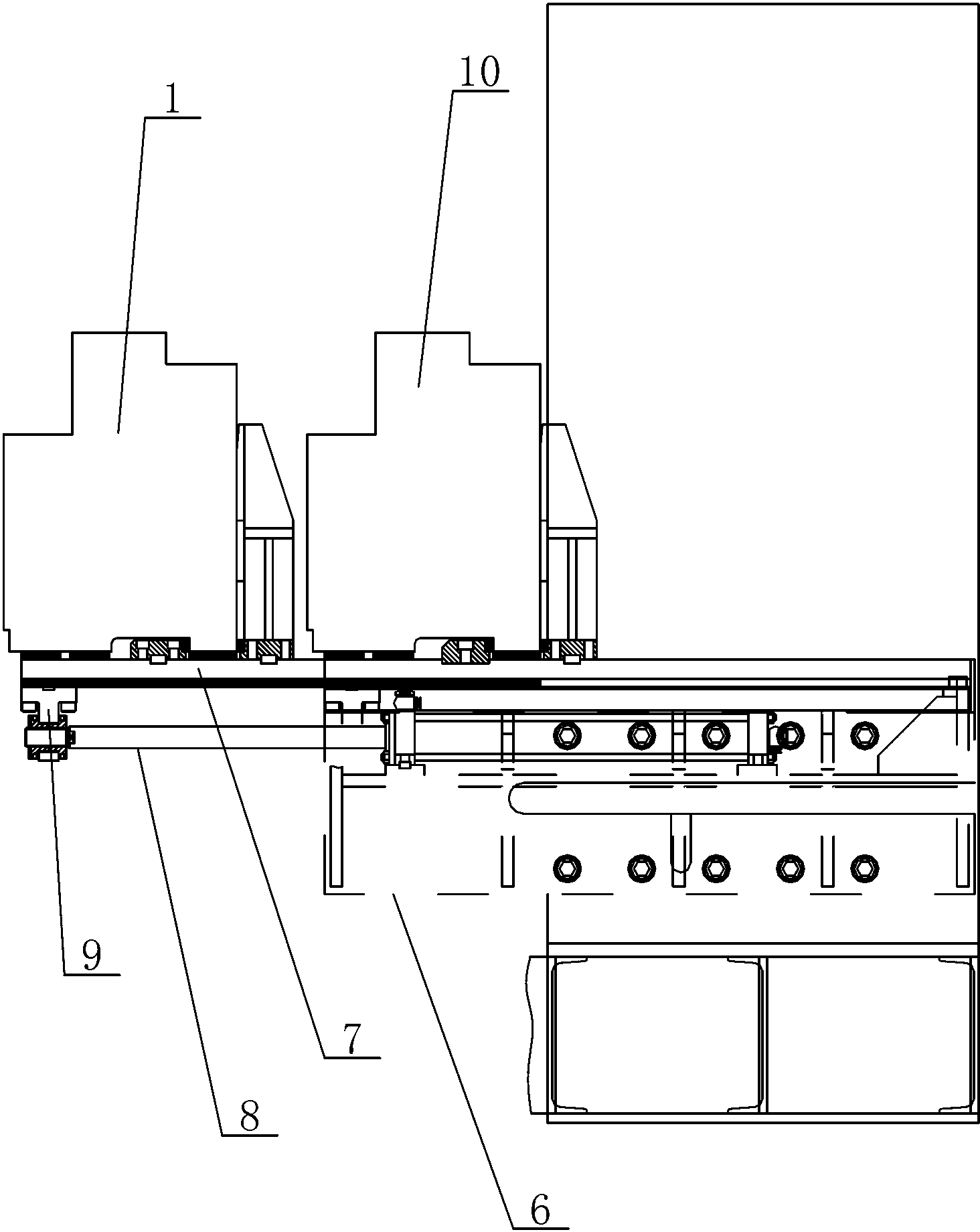 Rapid mould replacing device of extruding machine