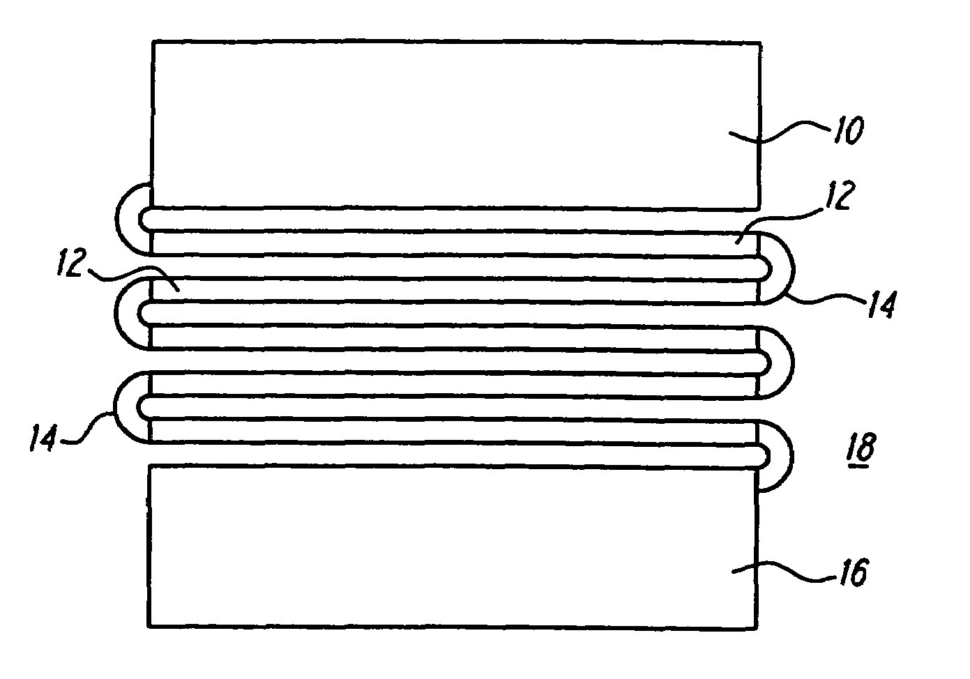 High temperature spiral snake superconducting resonator having wider runs with higher current density