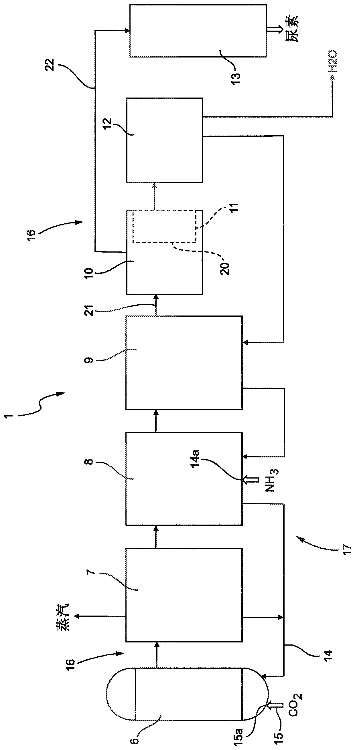 Apparatus and method for treatment of process vapours coming from vacuum concentration section of urea plant