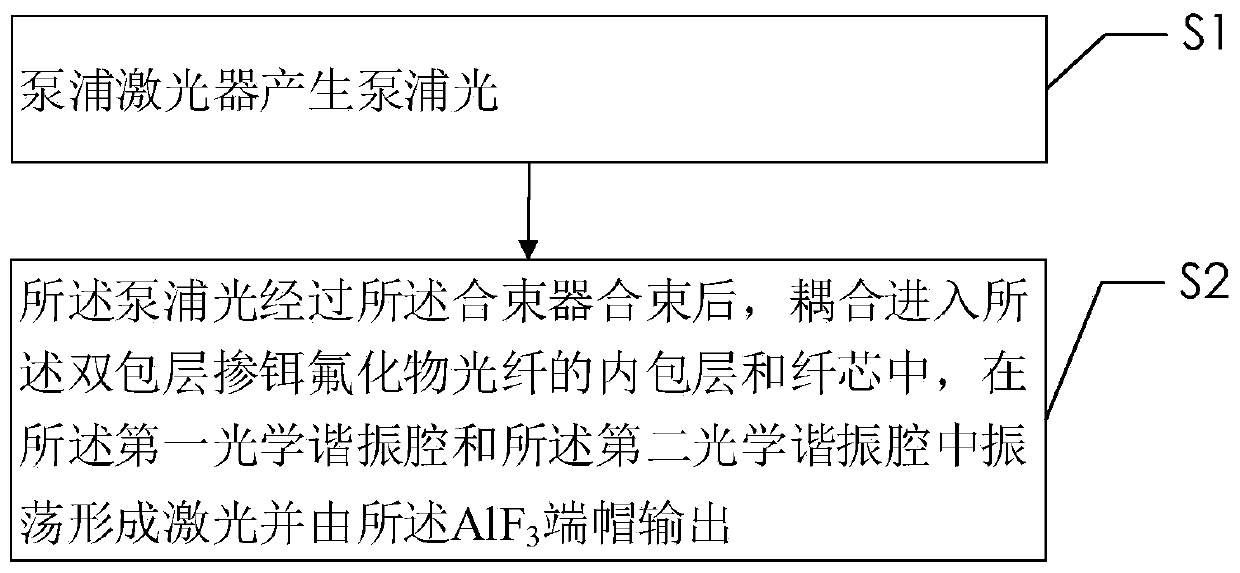 Erbium-doped fluoride fiber laser device and laser generation method