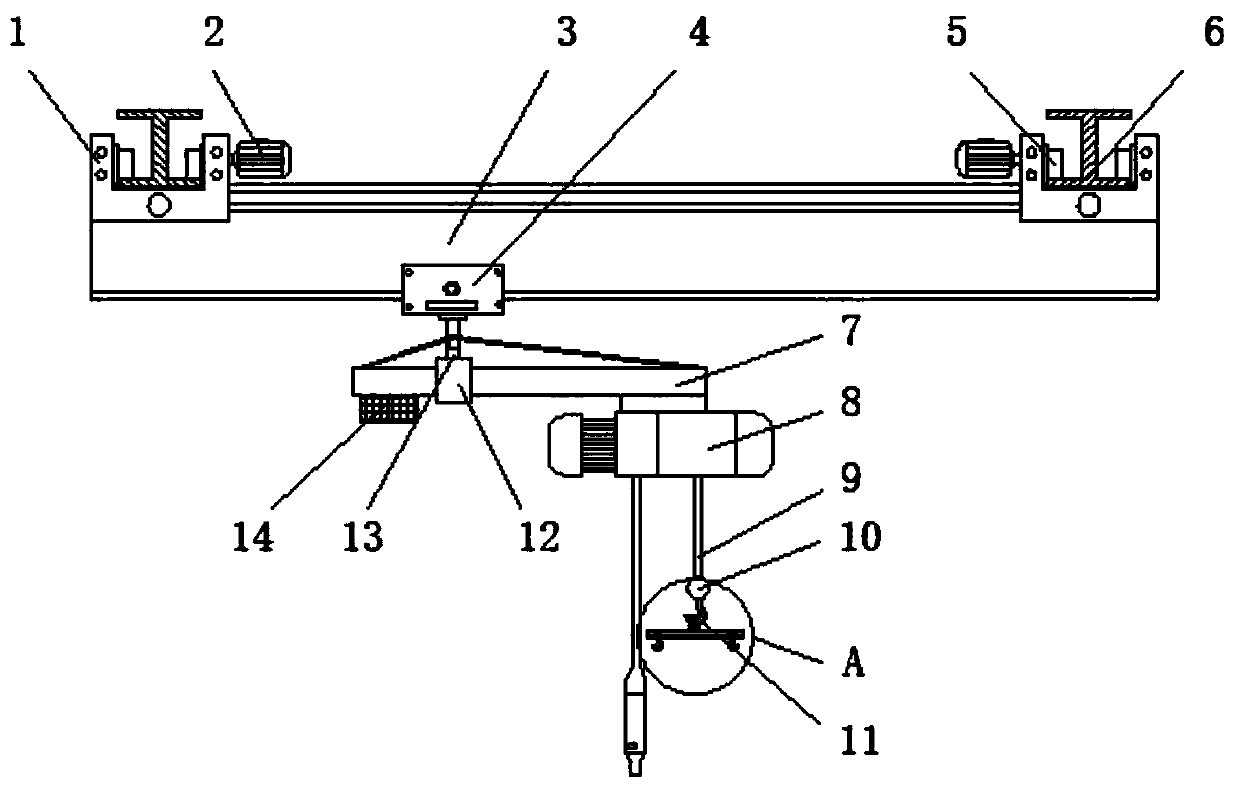 Swinging arm type underslung crane