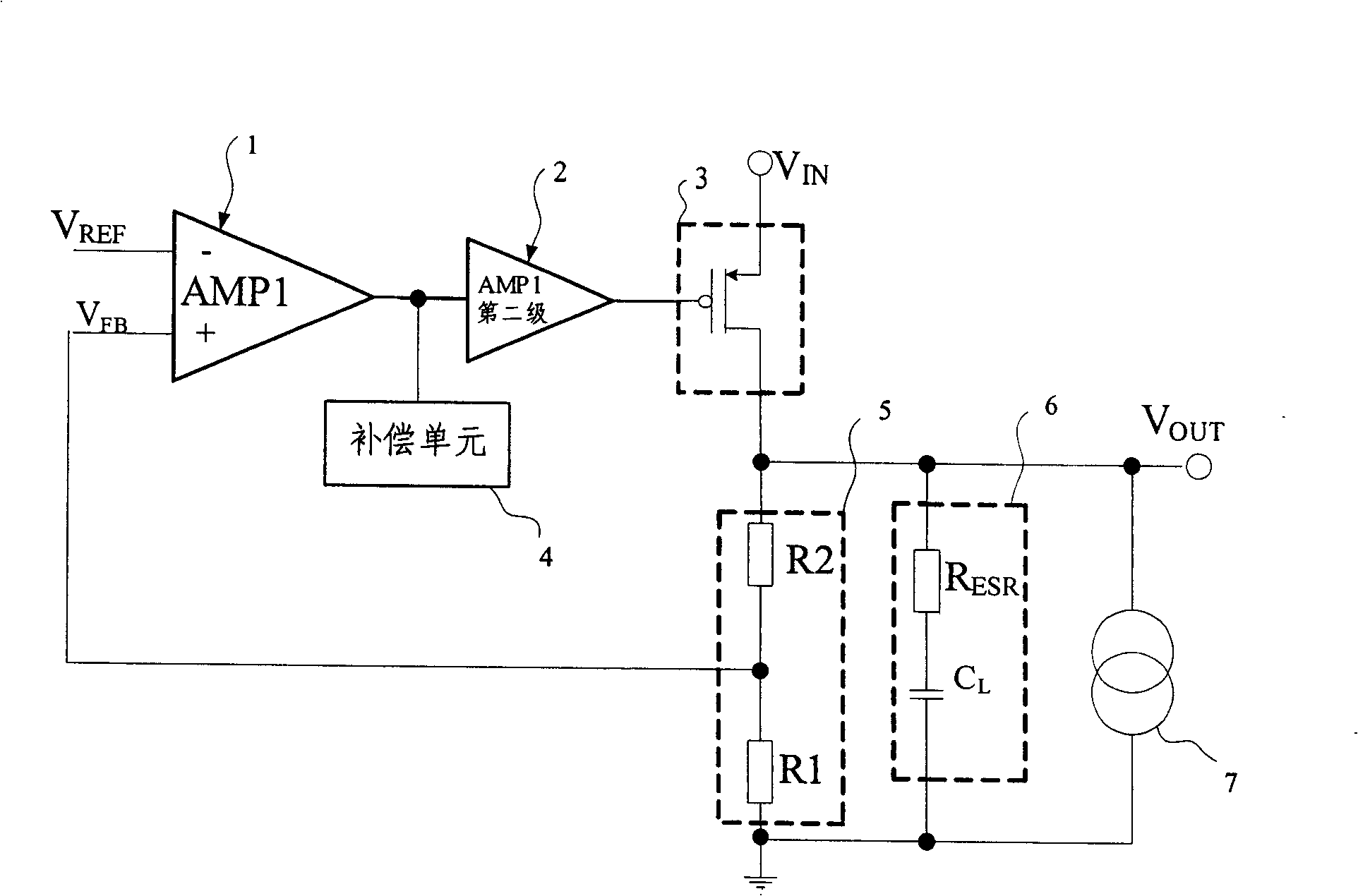 Double ring low differential voltage linear voltage stabilizer circuit