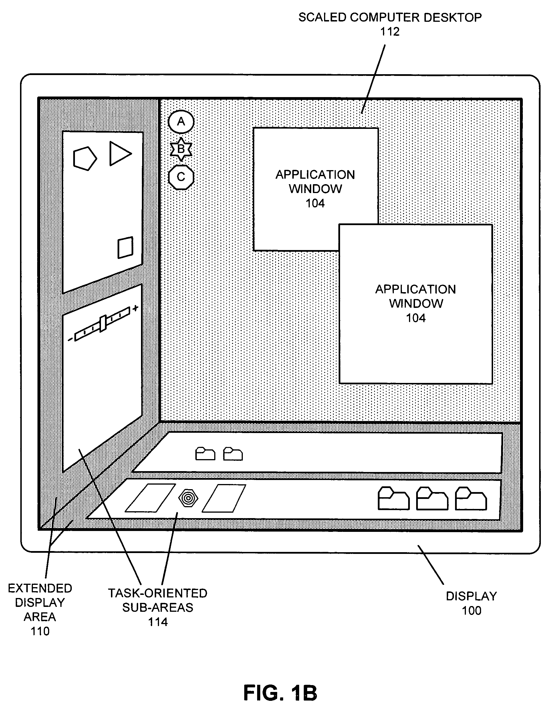 Using a zooming effect to provide additional display space for managing applications