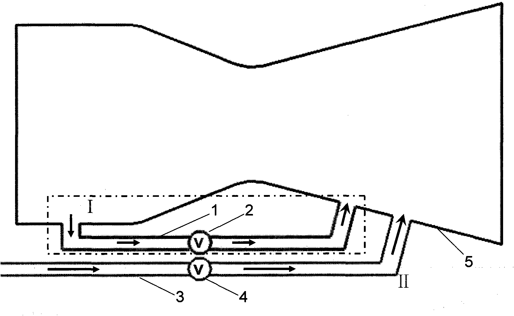 Improved pneumatic vectoring nozzle structure with function of injecting double secondary flow branches