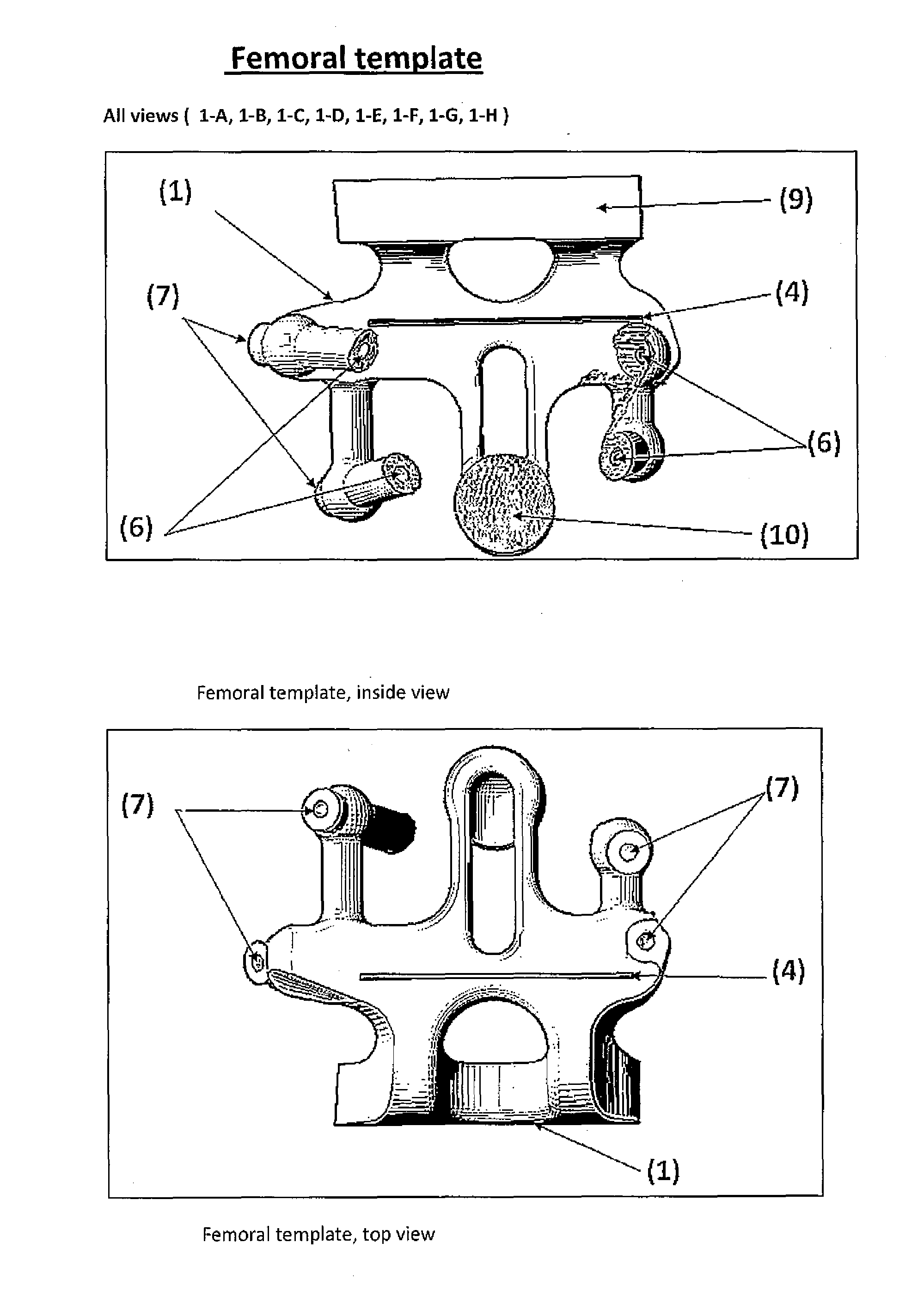 Device and method for fitting an artificial knee joint using universal electronic templates which can be adapted to all artificial joints