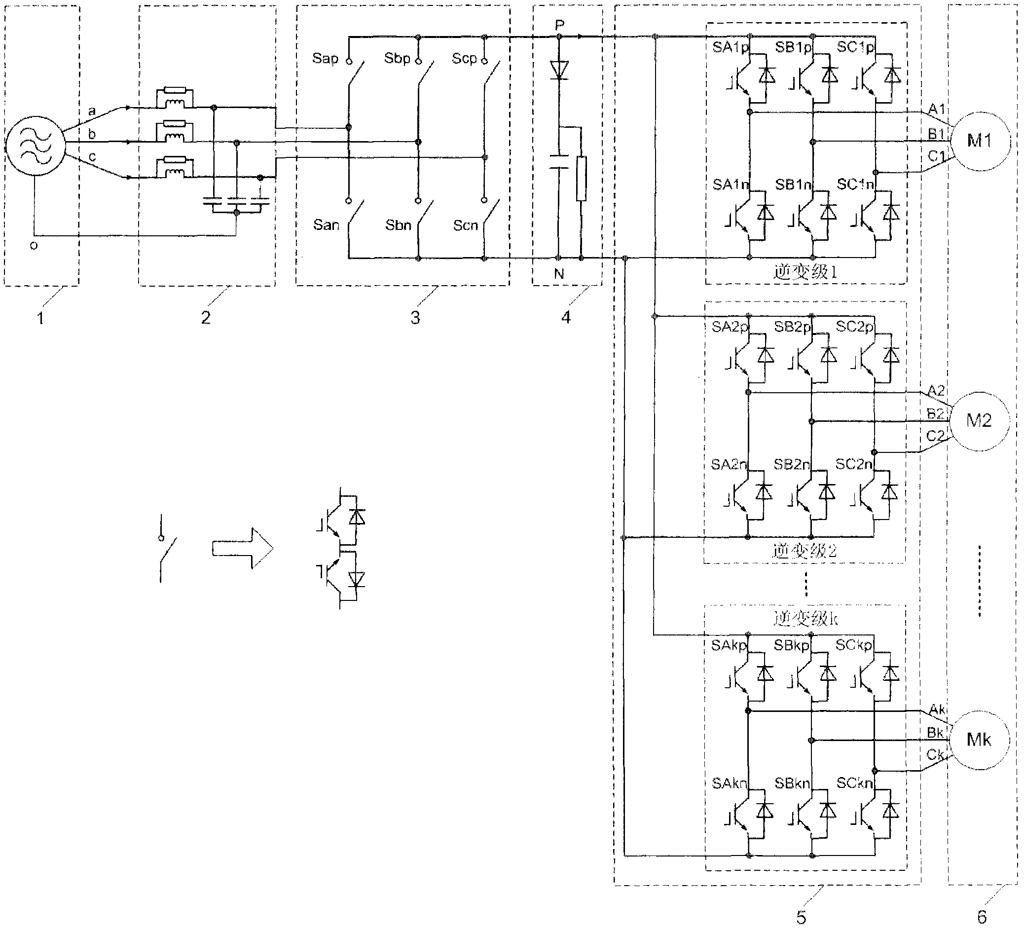 Vector control method for multi-unit drive system based on indirect matrix converter