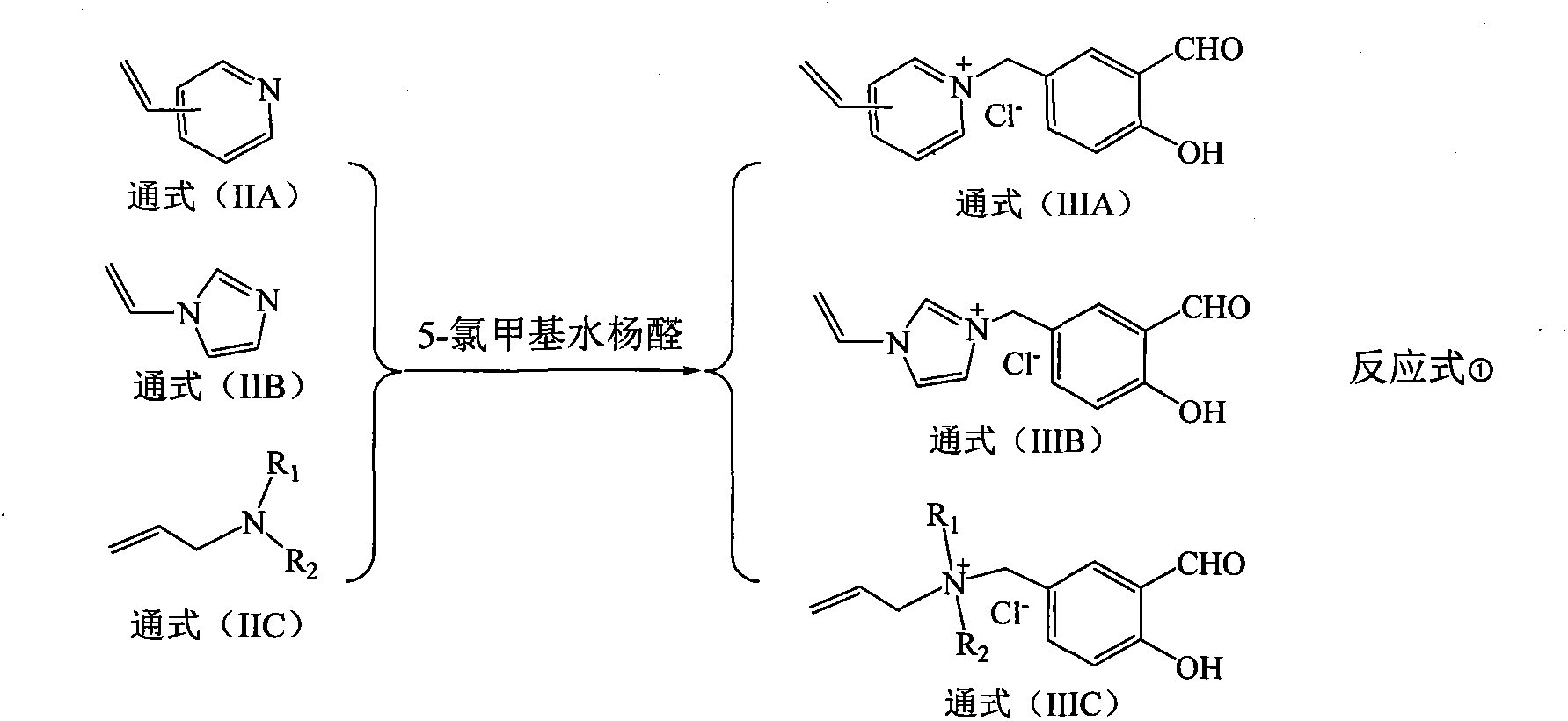 Cross-linkable copper (II) monomer containing quaternary ammonium cation and salicylic Schiff base and preparation method of cross-linkable copper (II)