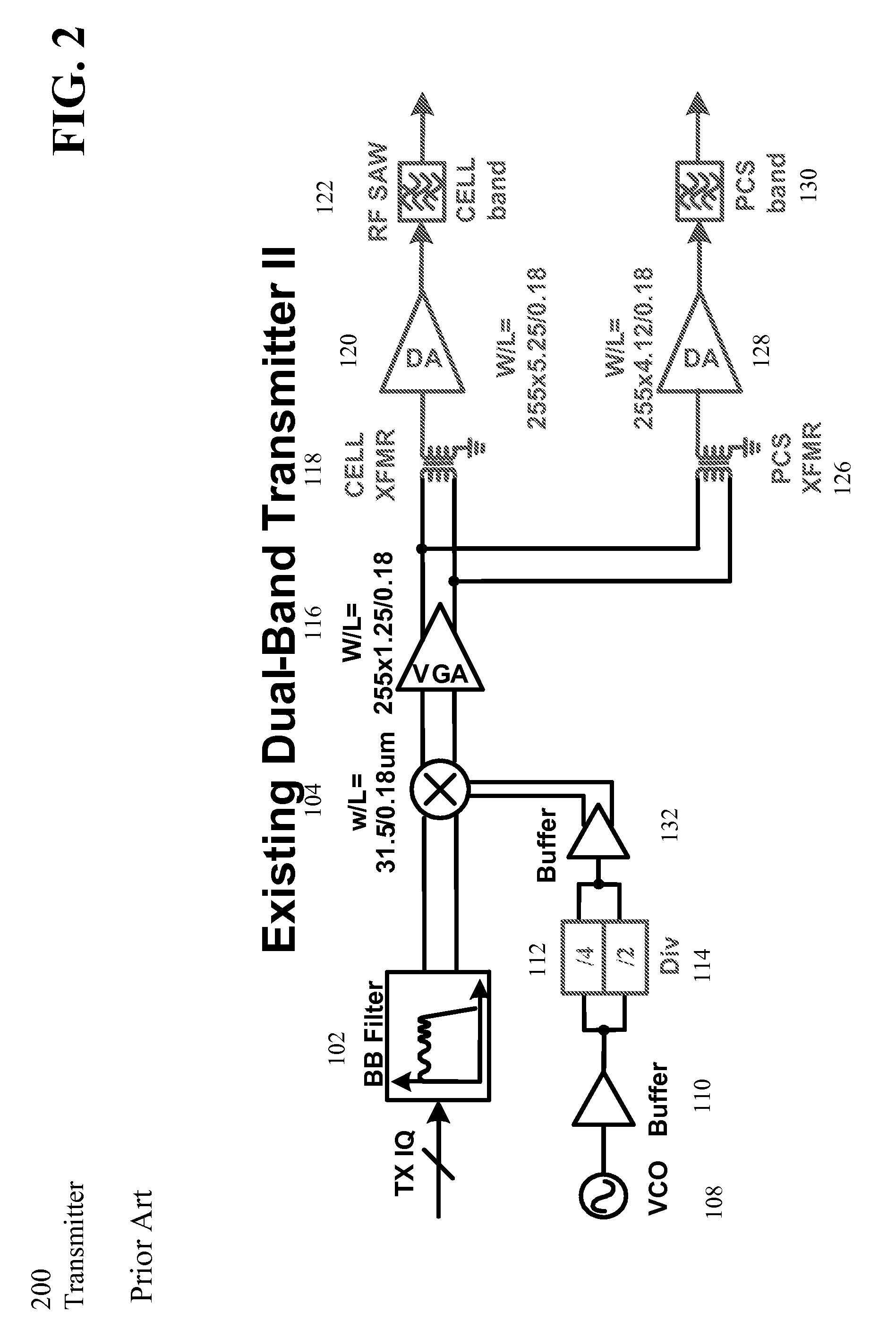 Dual band radio frequency transmitter