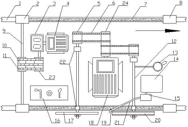 Cement concrete pavement Y-shaped joint cutting device and cut joint filling and sealing process