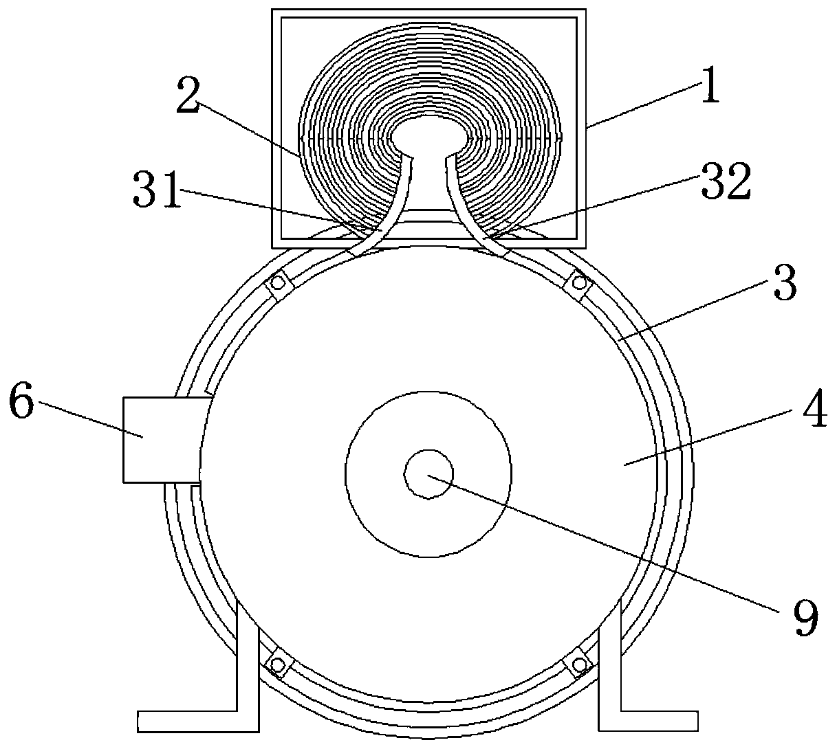 Novel cooling and heat dissipating device installed in motor casing