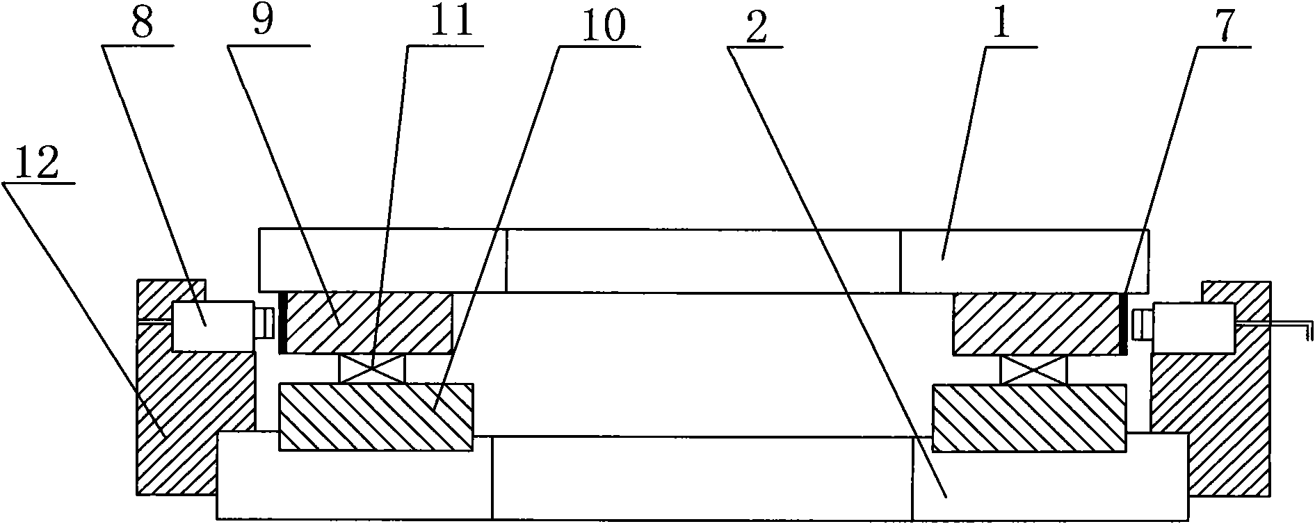 Bearing unit for testing and controlling angular displacement of revolving platform