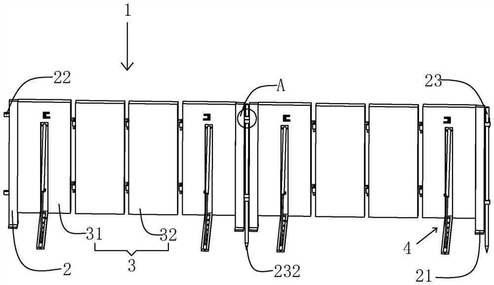 A construction site fence with the function of receiving and supporting structures