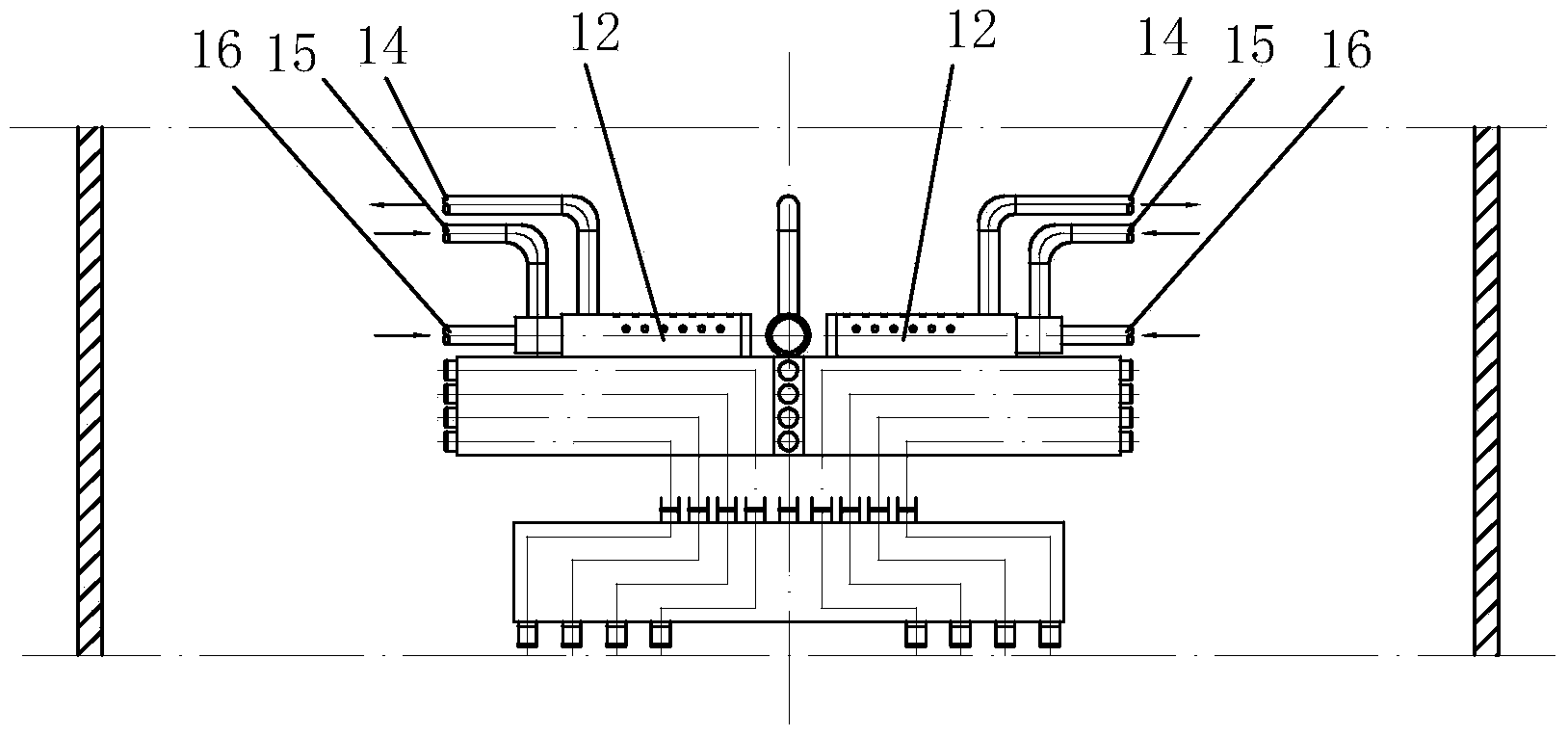 Cross blowback device of shell coal gasifier and fabrication method thereof