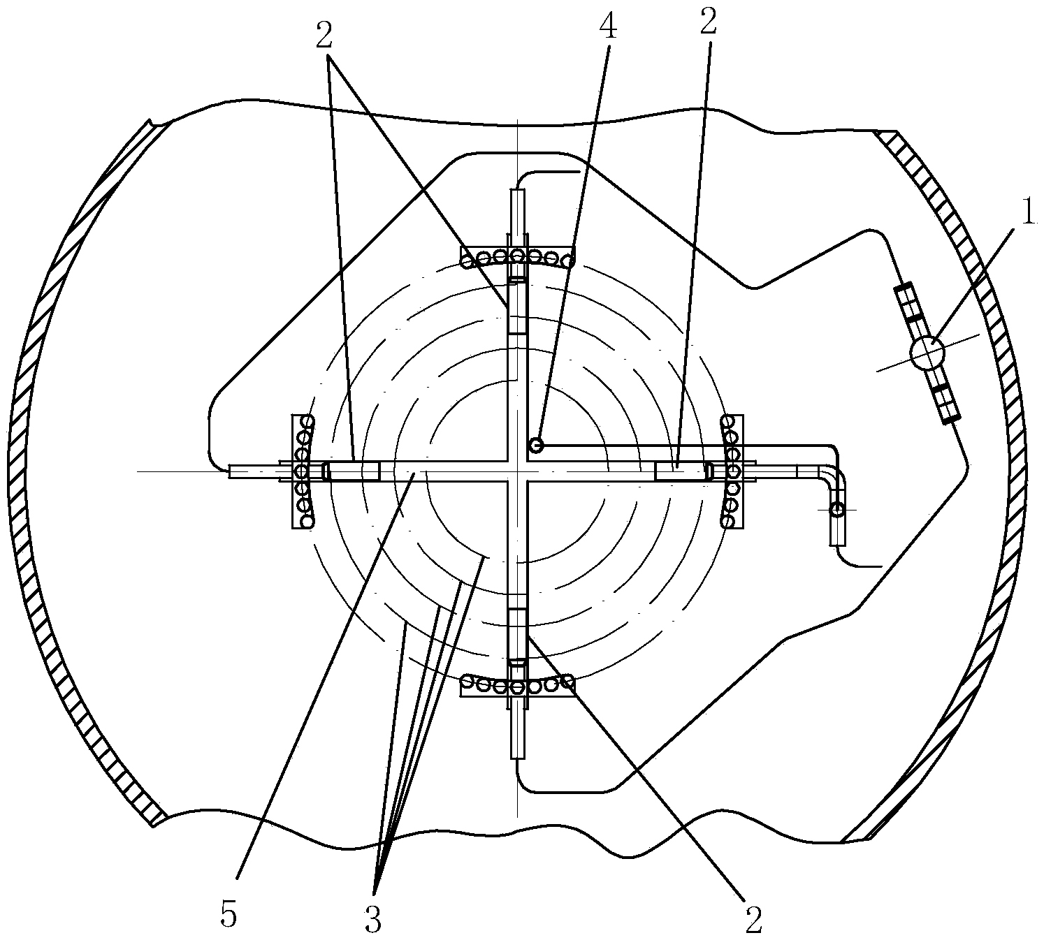 Cross blowback device of shell coal gasifier and fabrication method thereof