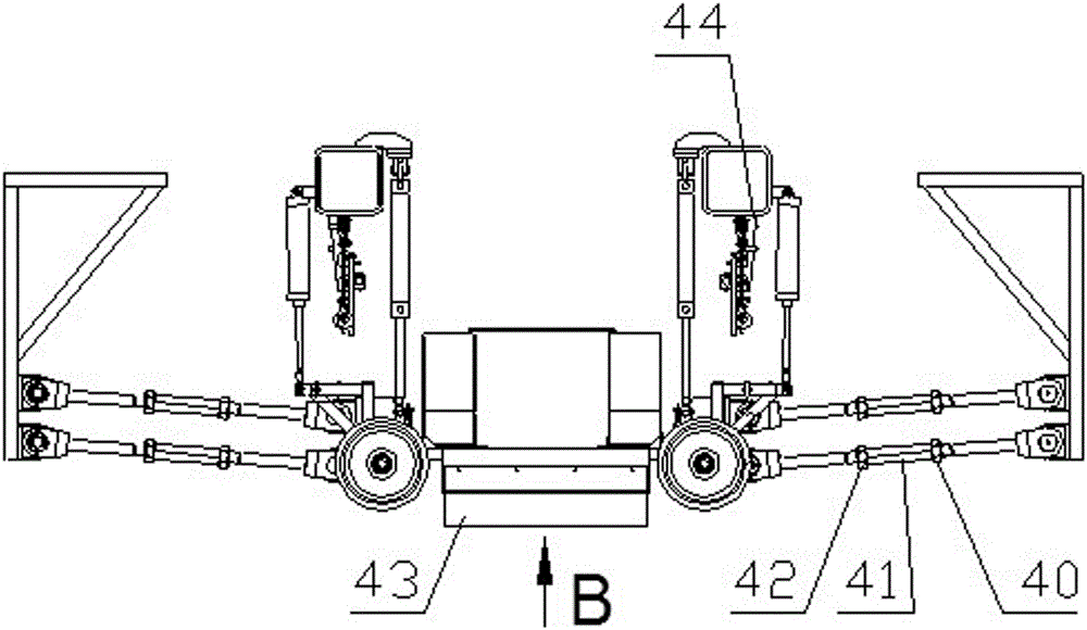 A two-way traction trolley for a railway track bed operation device