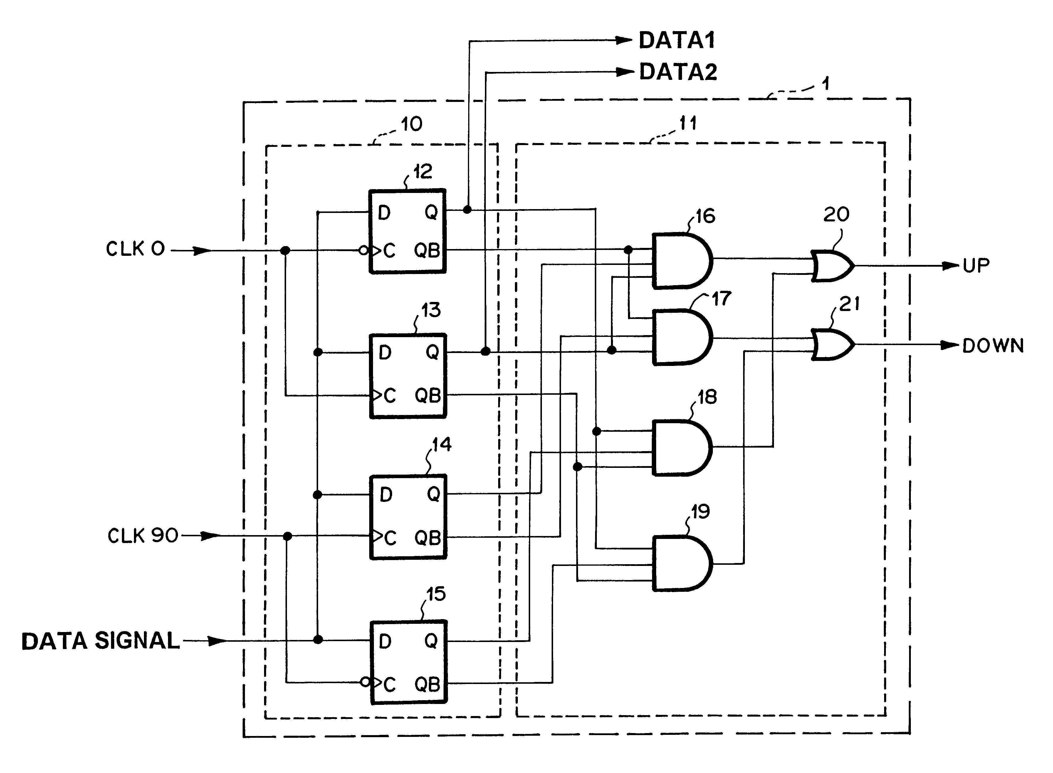 Two phase digital phase locked loop circuit